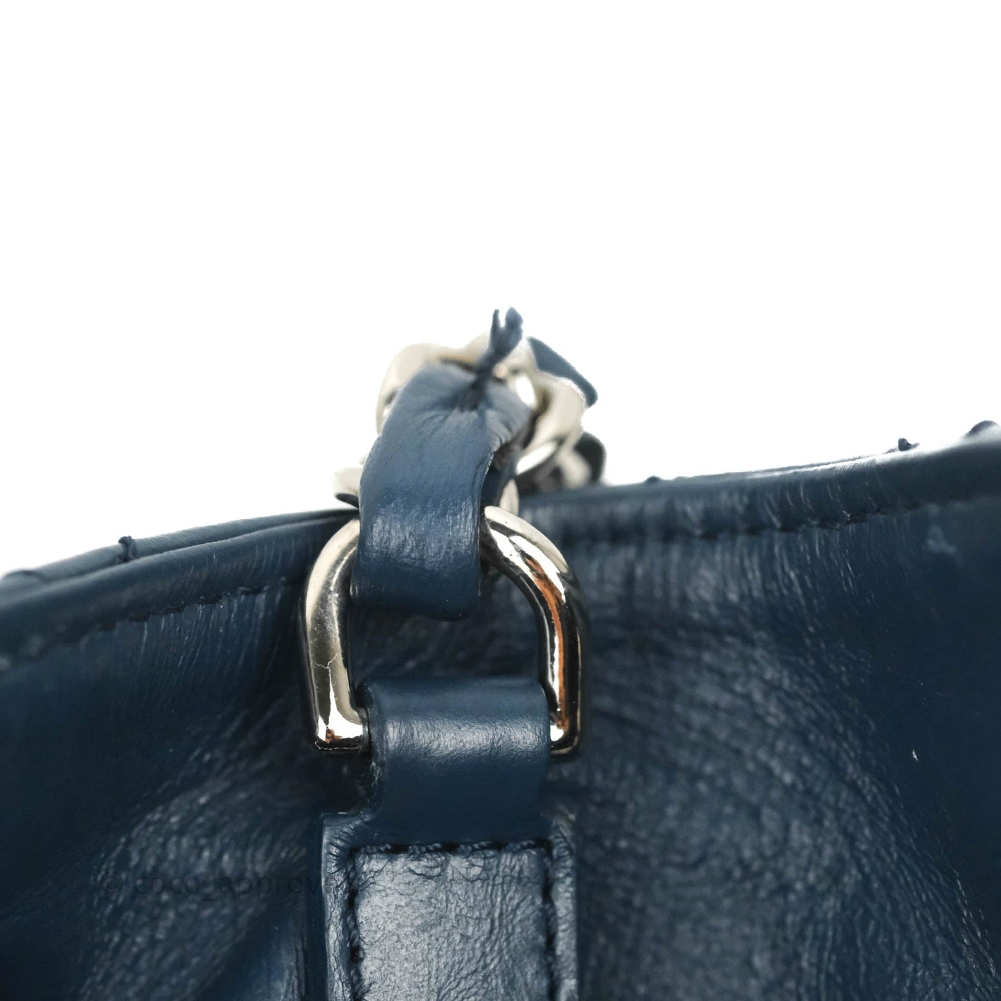 Chanel Drawstring Bucket Bag Dark Blue Aged Calfskin Silver Hardware