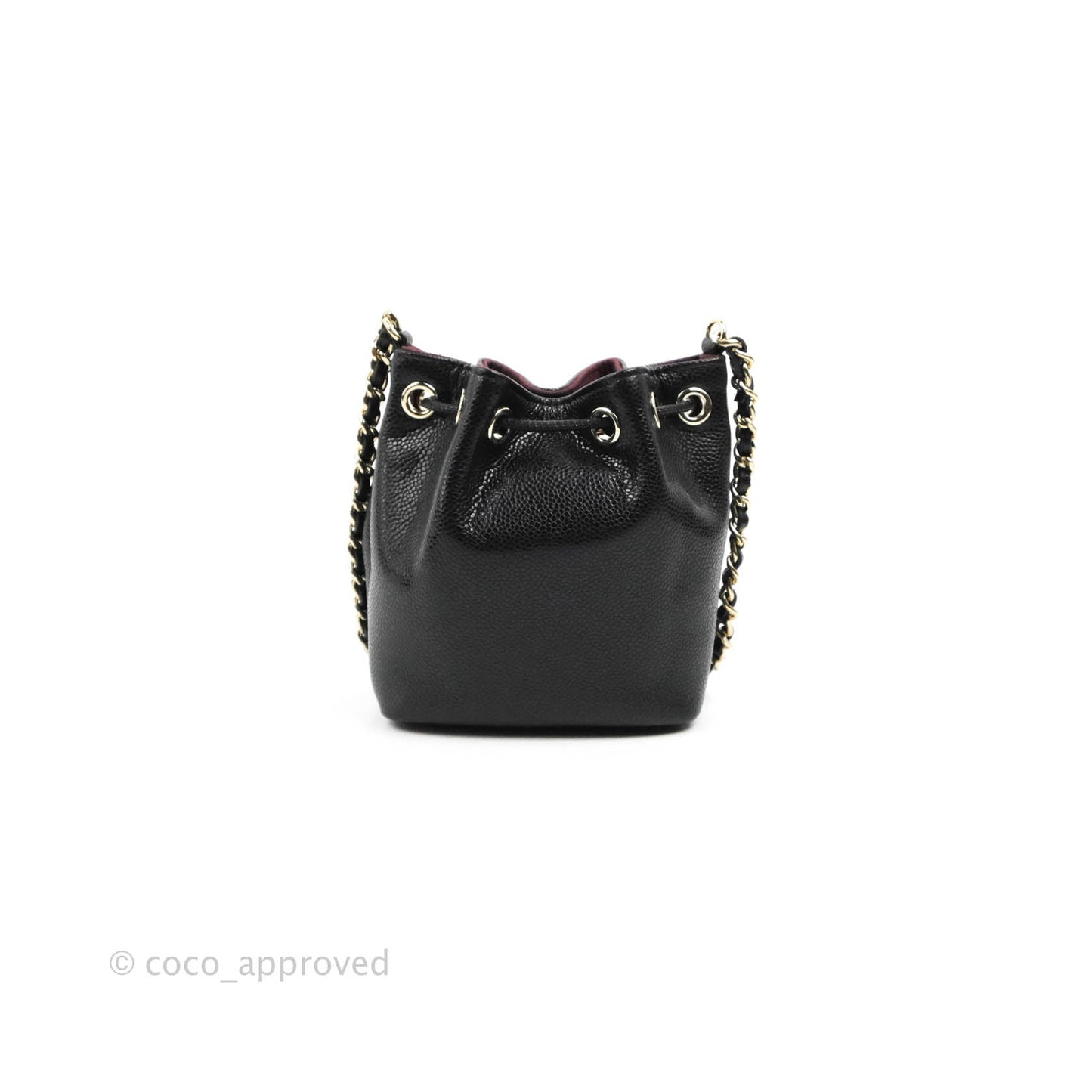 Chanel Mini Bucket with Chain Black Caviar Gold Hardware 22B
