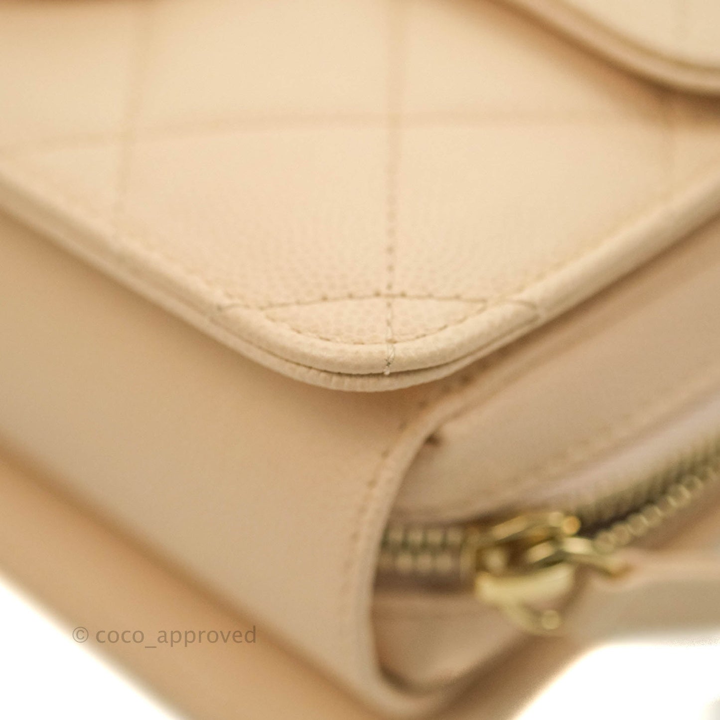 Chanel Quilted Small Like The Wallet Flap Light Beige Caviar Light Gold Hardware 22C