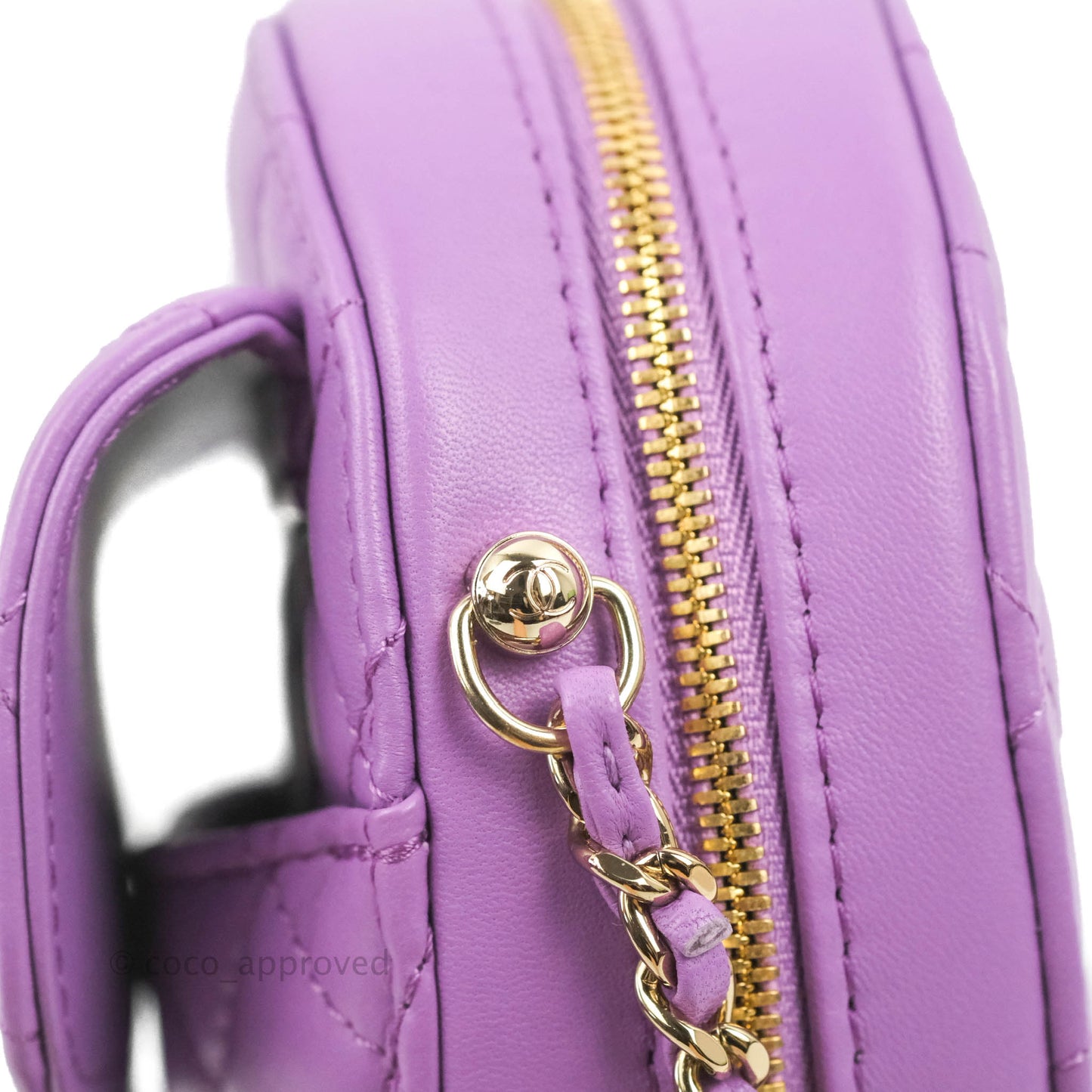 Chanel Large Heart Bag Purple Lambskin Gold Hardware 22S