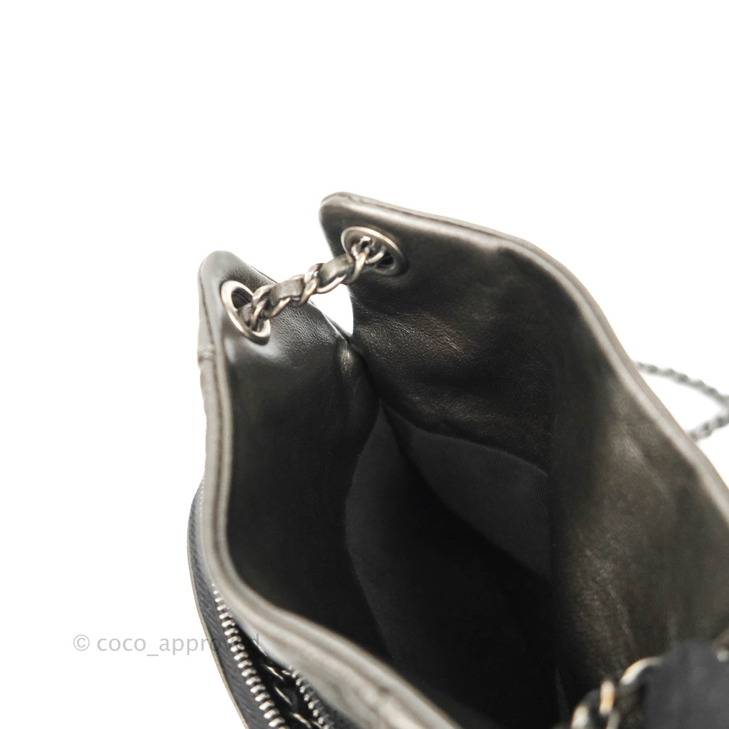 Chanel Chain Backpack Metallic Grey Lambskin Ruthenium Hardware