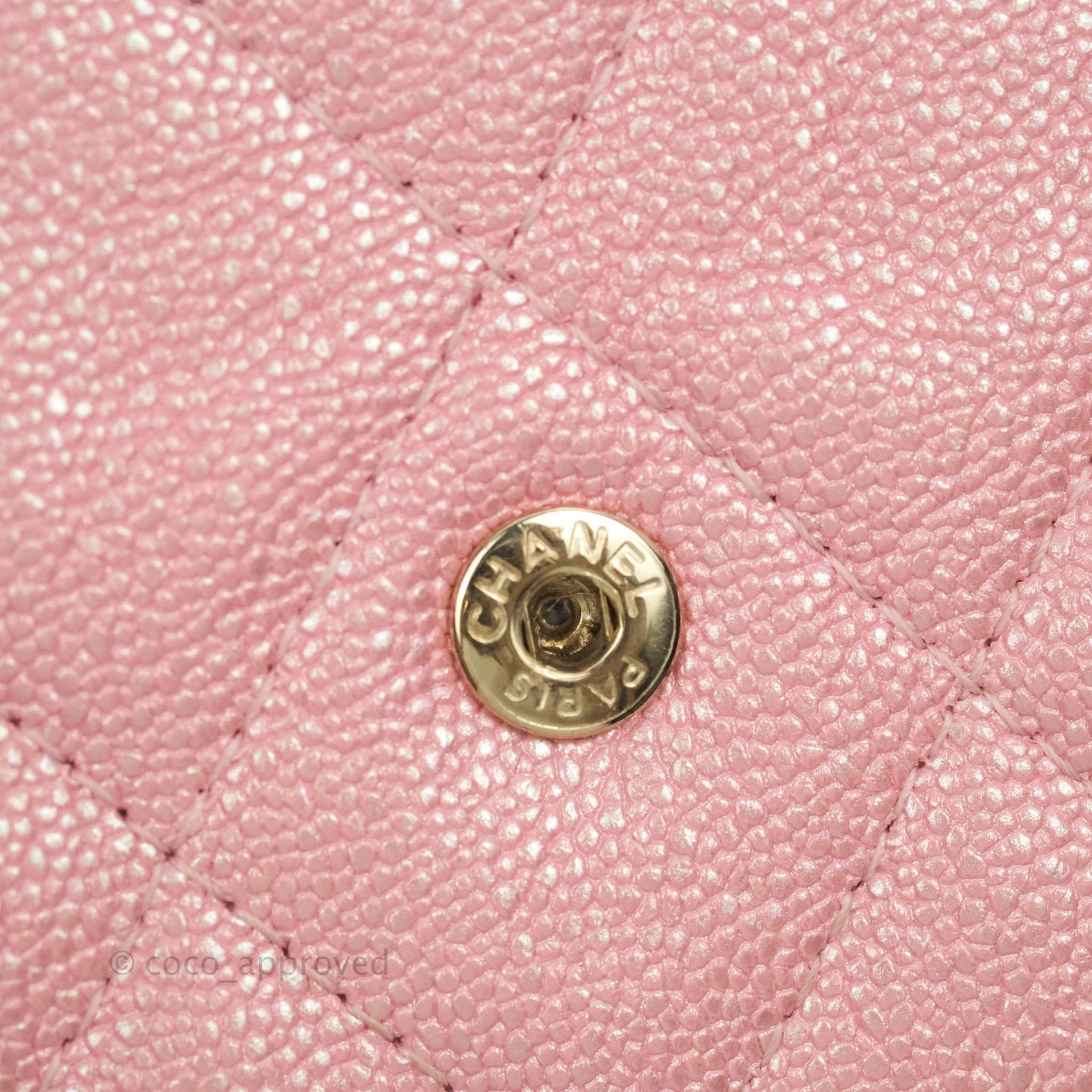Chanel Mini Wallet With Chain Iridescent Pink Caviar Gold Hardware 19S