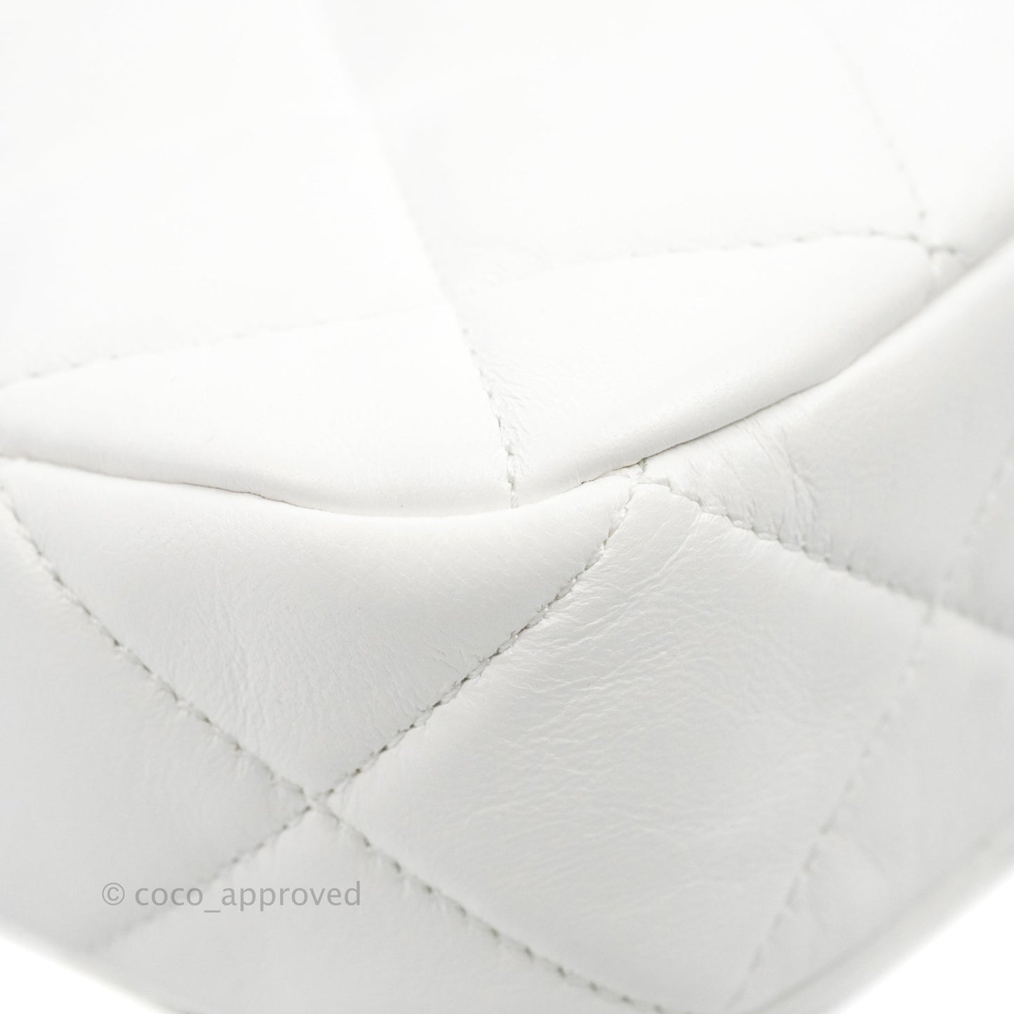 Chanel Small Flap Bag White Lambskin Aged Gold and Lacquered Metal 22S