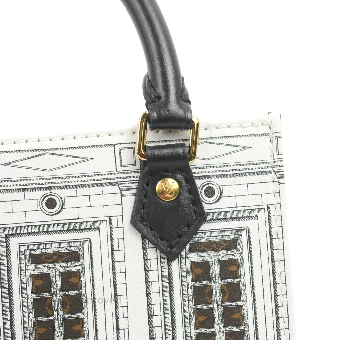Louis Vuitton X Fornasetti Calfskin Architettura Petit Sac Plat Black White Gold Hardware