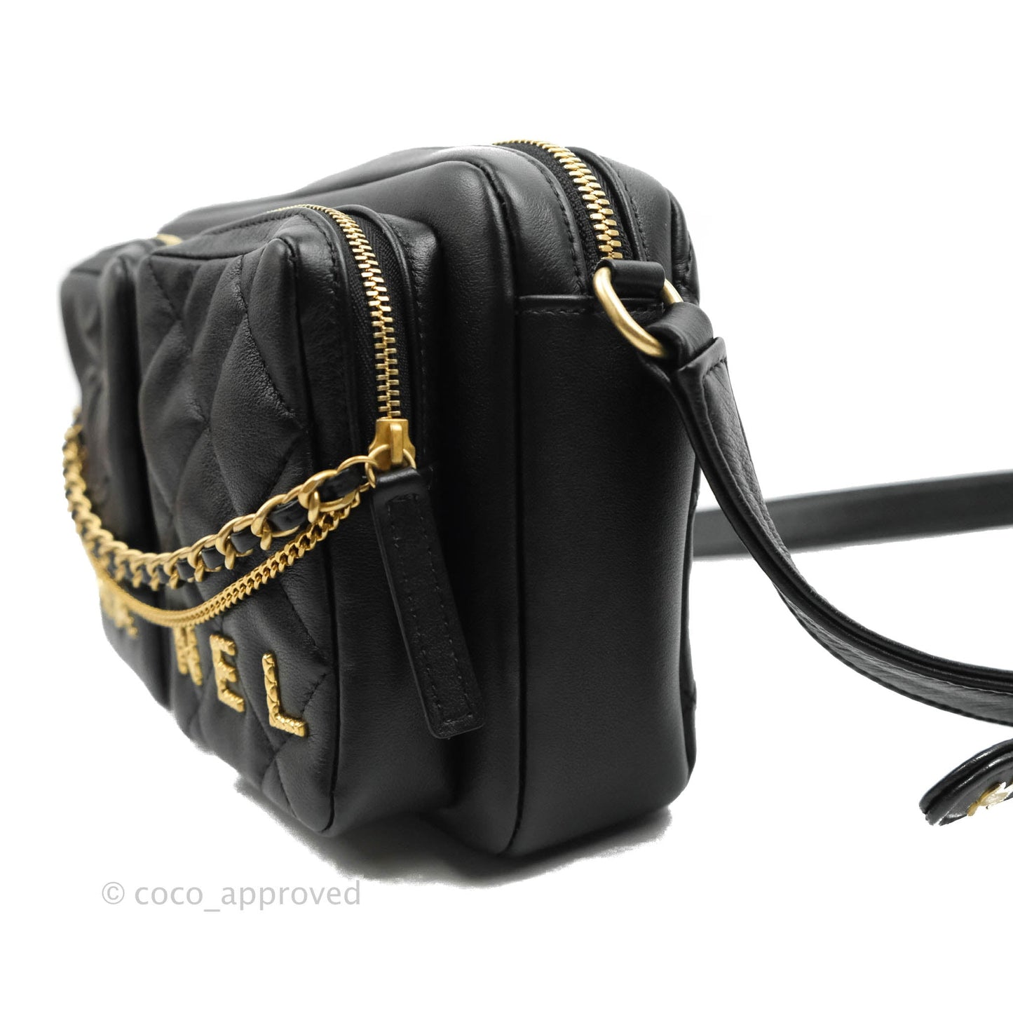Chanel Quilted Small Camera Case Black Calfskin
