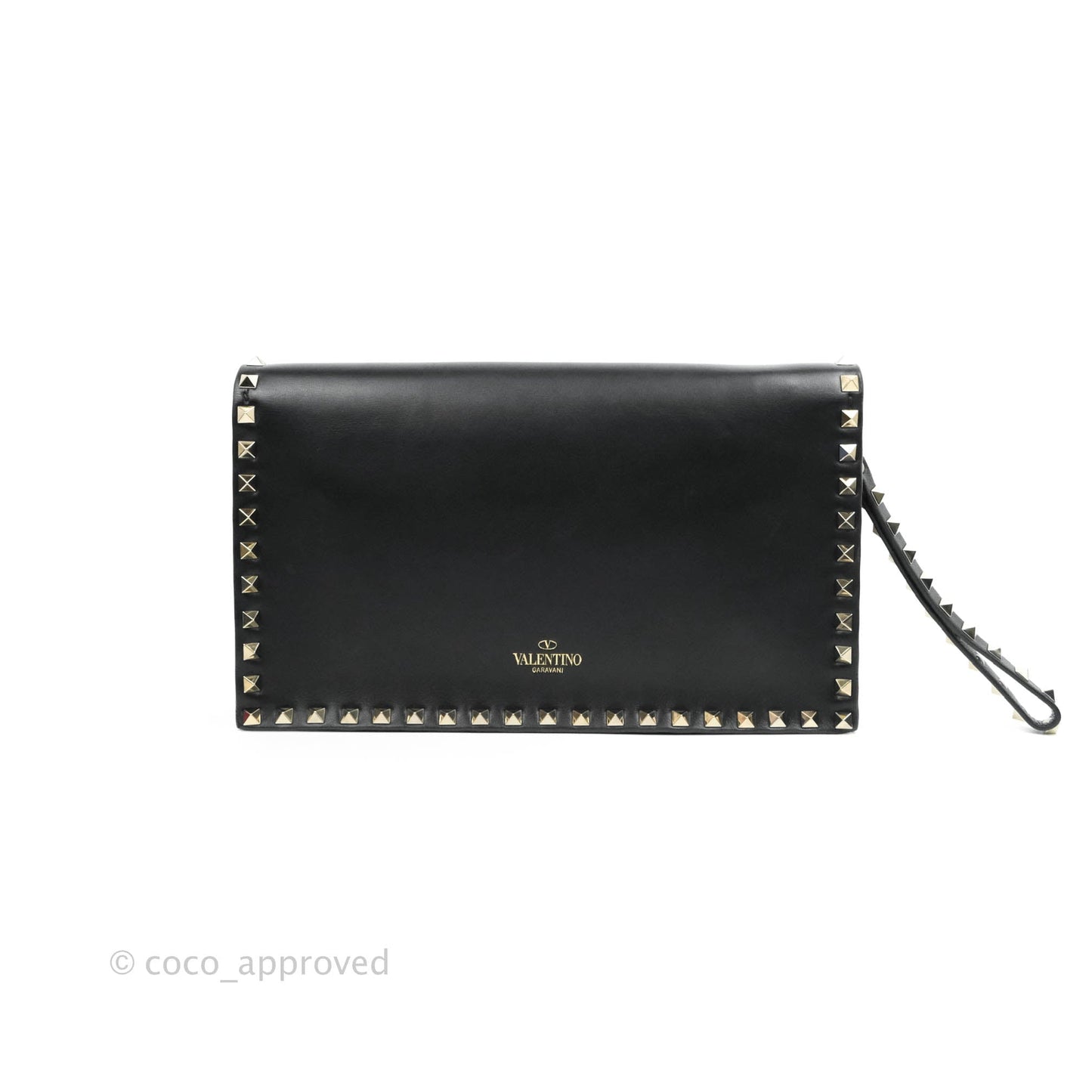 Valentino Nappa Rockstud Wristlet Clutch Black