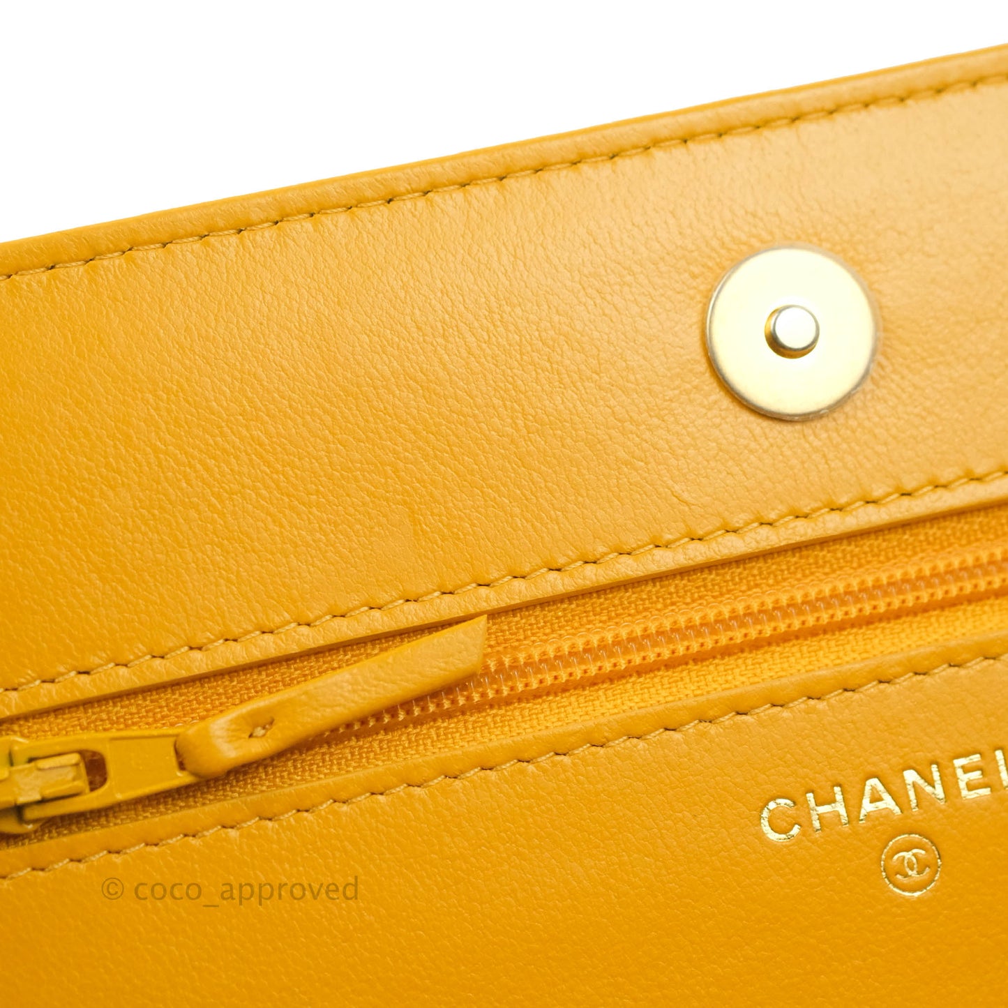 Chanel Quilted Classic Chain Around WOC Yellow Lambskin Aged Gold Hardware