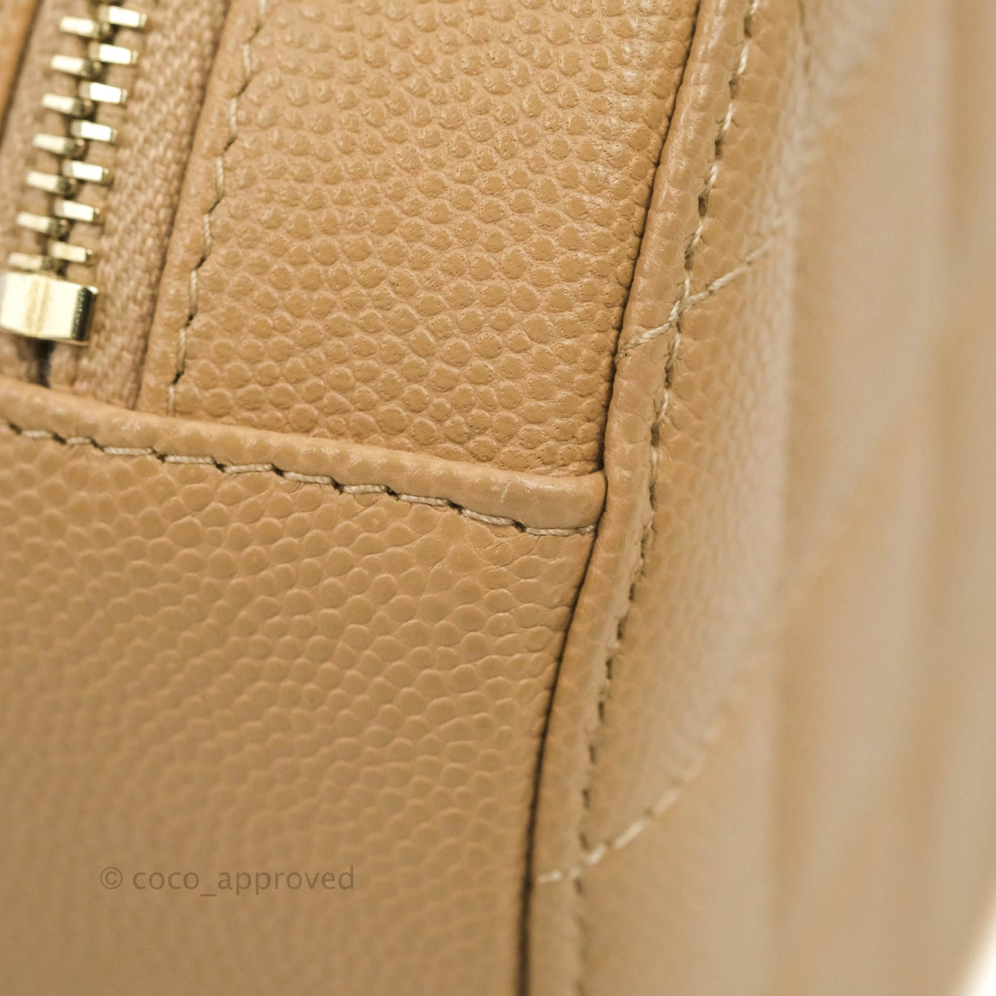 Chanel Round Circle Bag Dark Beige Caviar Light Gold Hardware