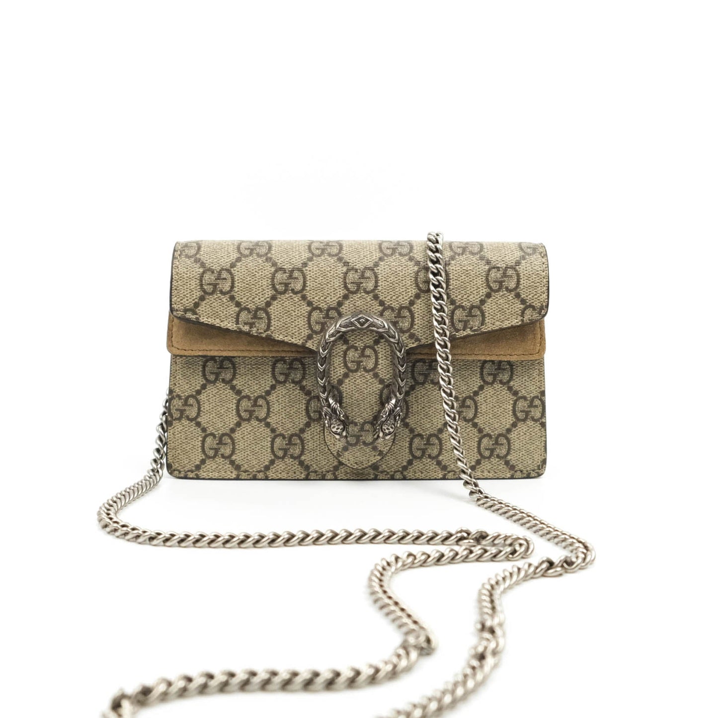 Gucci Dionysus GG Supreme Super Mini Crossbody Bag Ruthenium Hardware