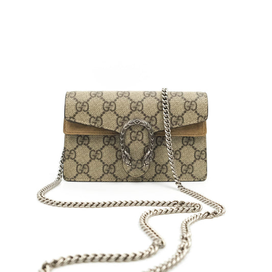 Gucci Dionysus GG Supreme Super Mini Crossbody Bag Ruthenium Hardware