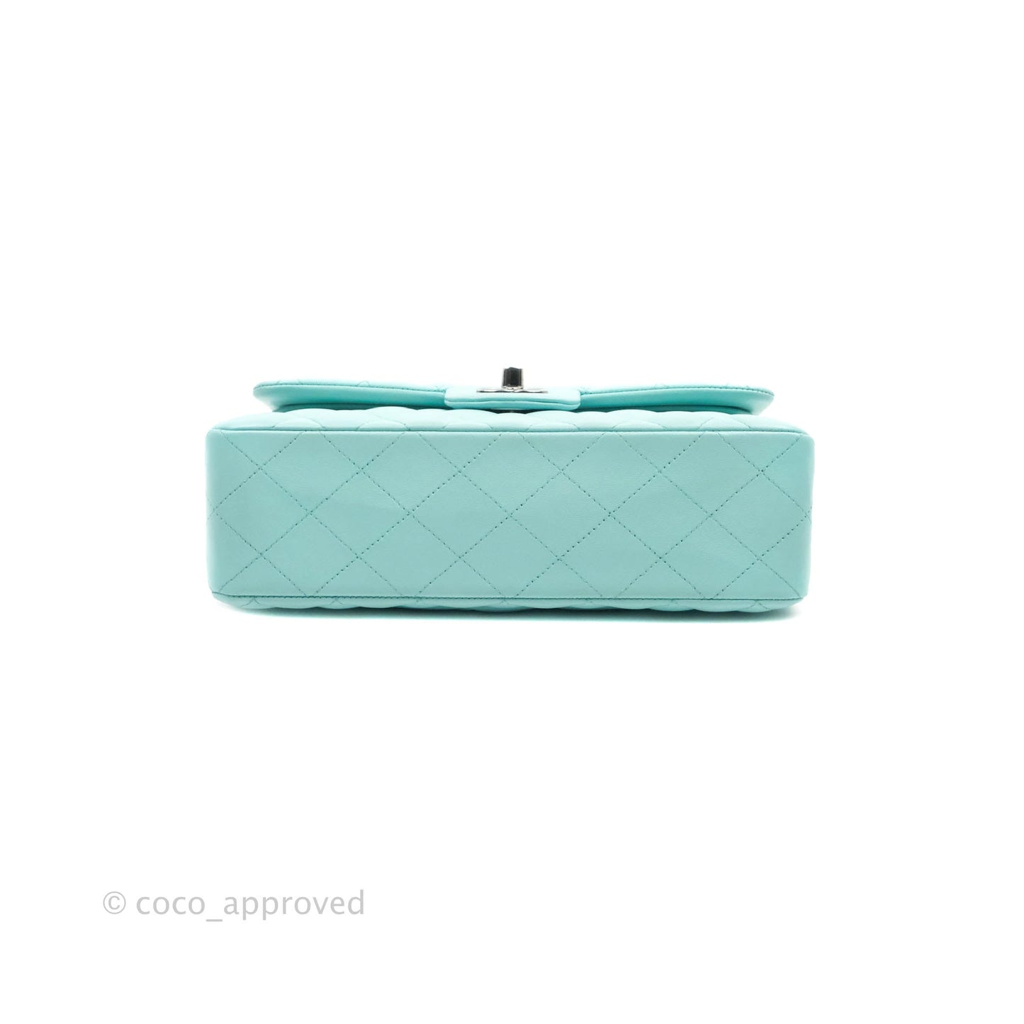 Chanel Small Classic Quilted Flap Tiffany Blue Lambskin Silver Hardware