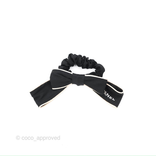 Chanel Bow Silk Hair Accessory Ivory & Black