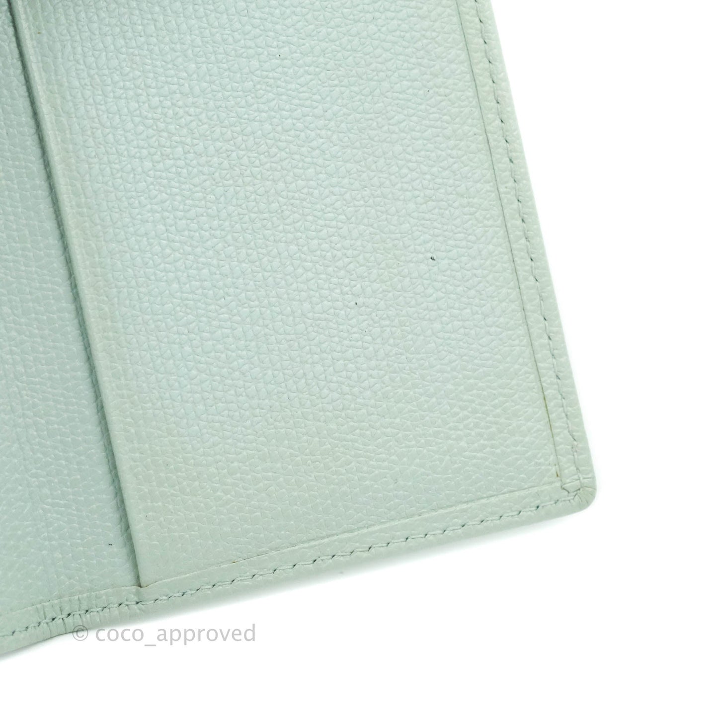 Chanel Card Holder Tiffany Blue Grained Leather