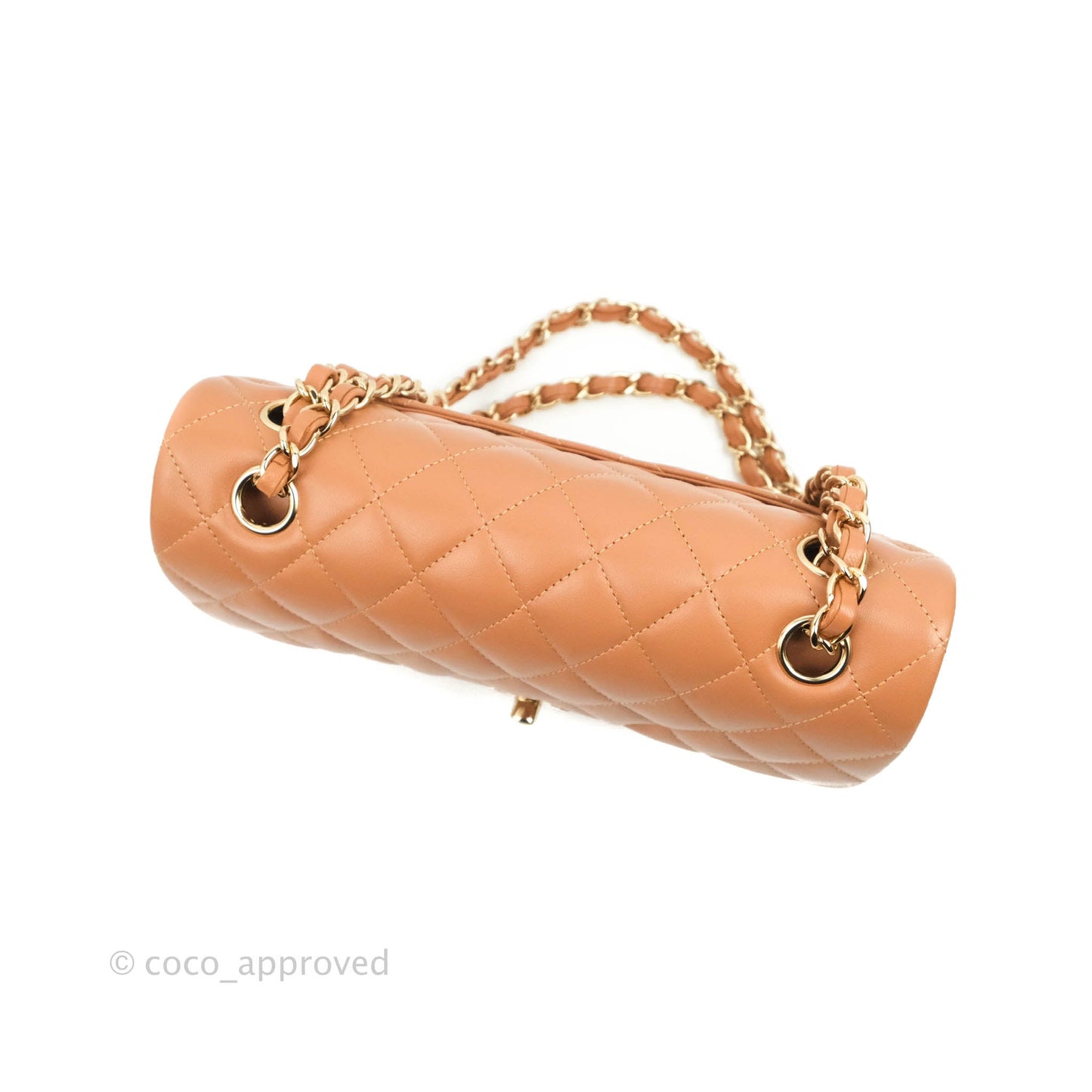 Chanel Classic Small S/M Flap Dark Beige Caramel Lambskin Gold Hardware 22S