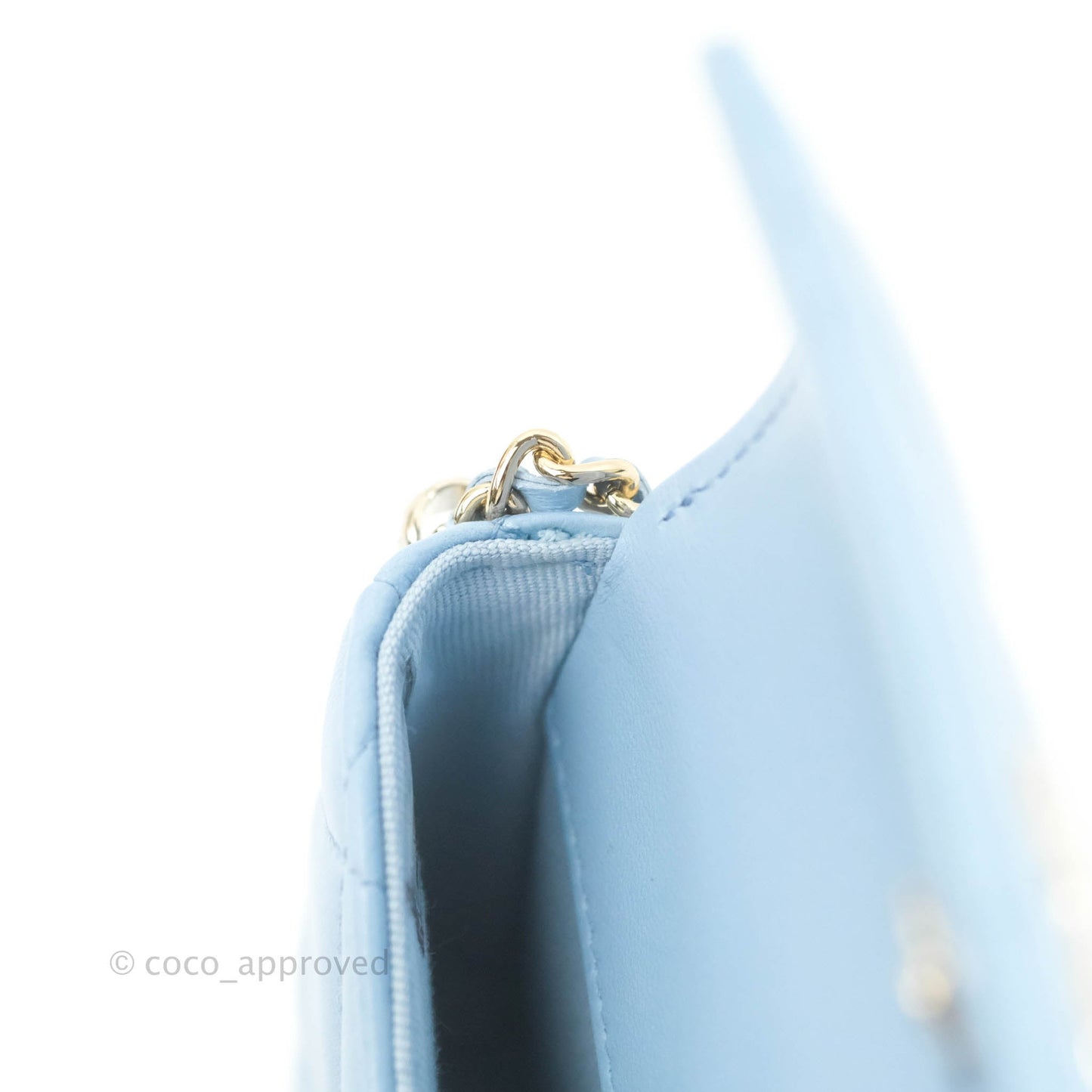 Chanel Mini Clutch With Chain Blue Lambskin Gold Hardware