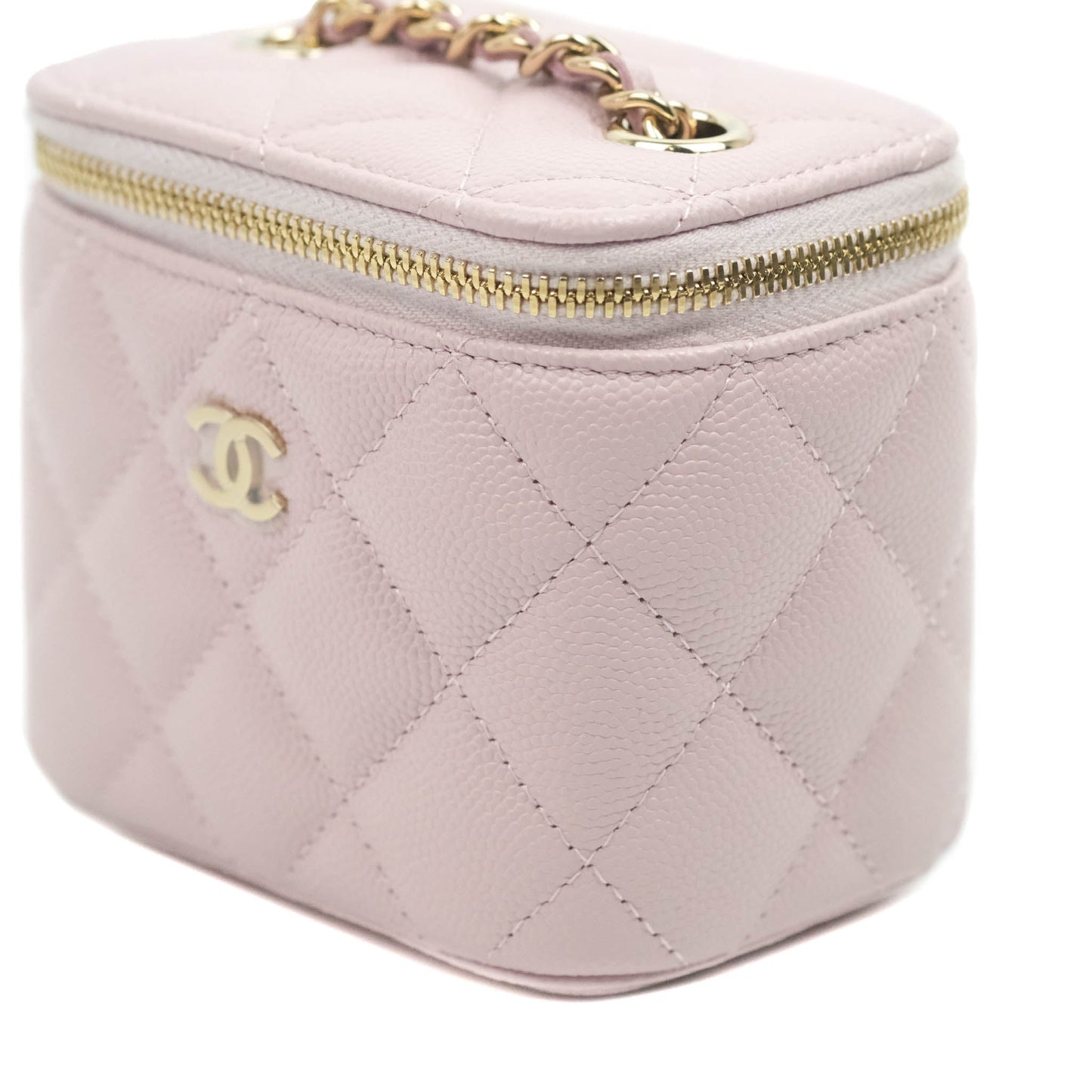 Chanel Mini Vanity Classic With Chain Lilac Rose Clair Caviar Gold Hardware