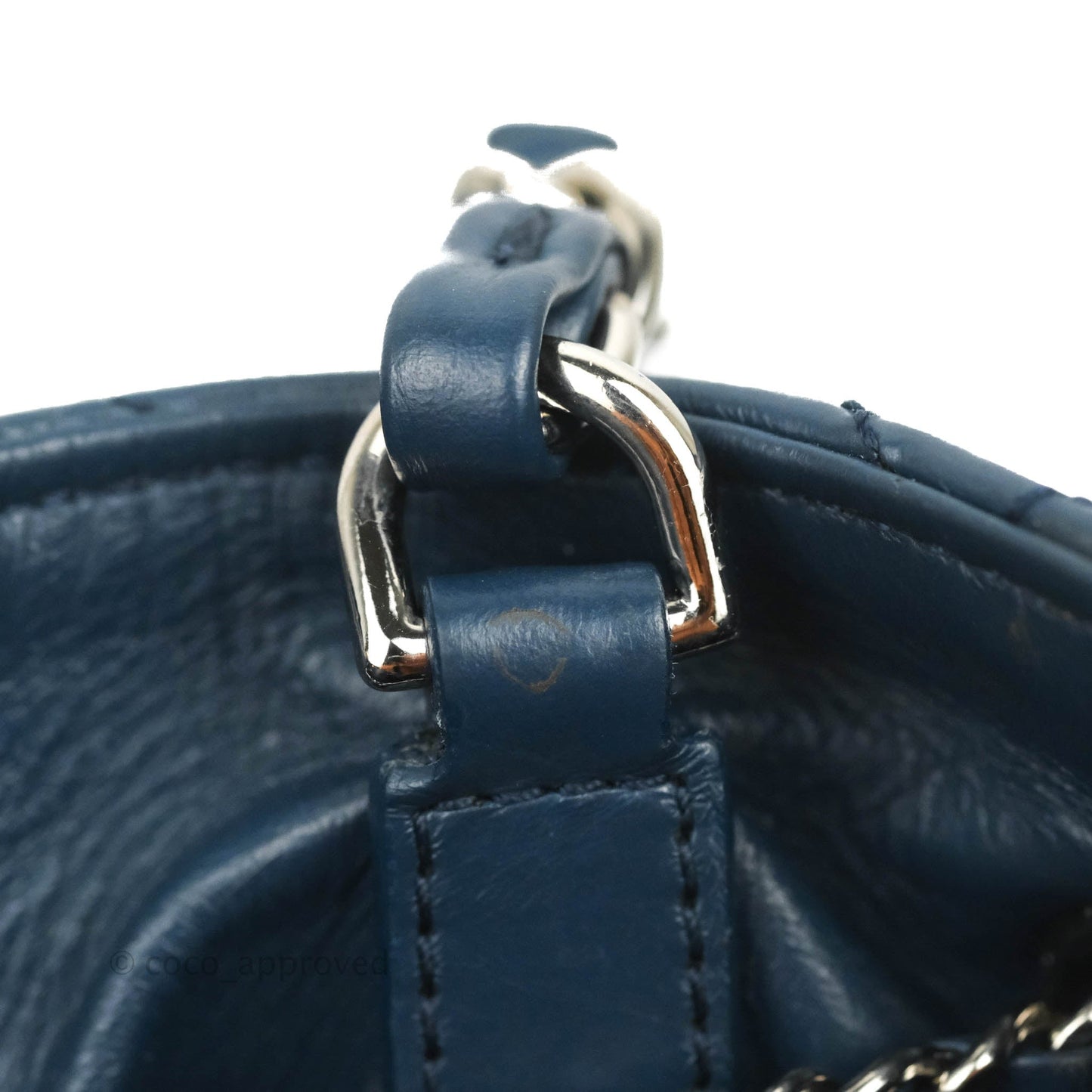 Chanel Drawstring Bucket Bag Dark Blue Aged Calfskin Silver Hardware