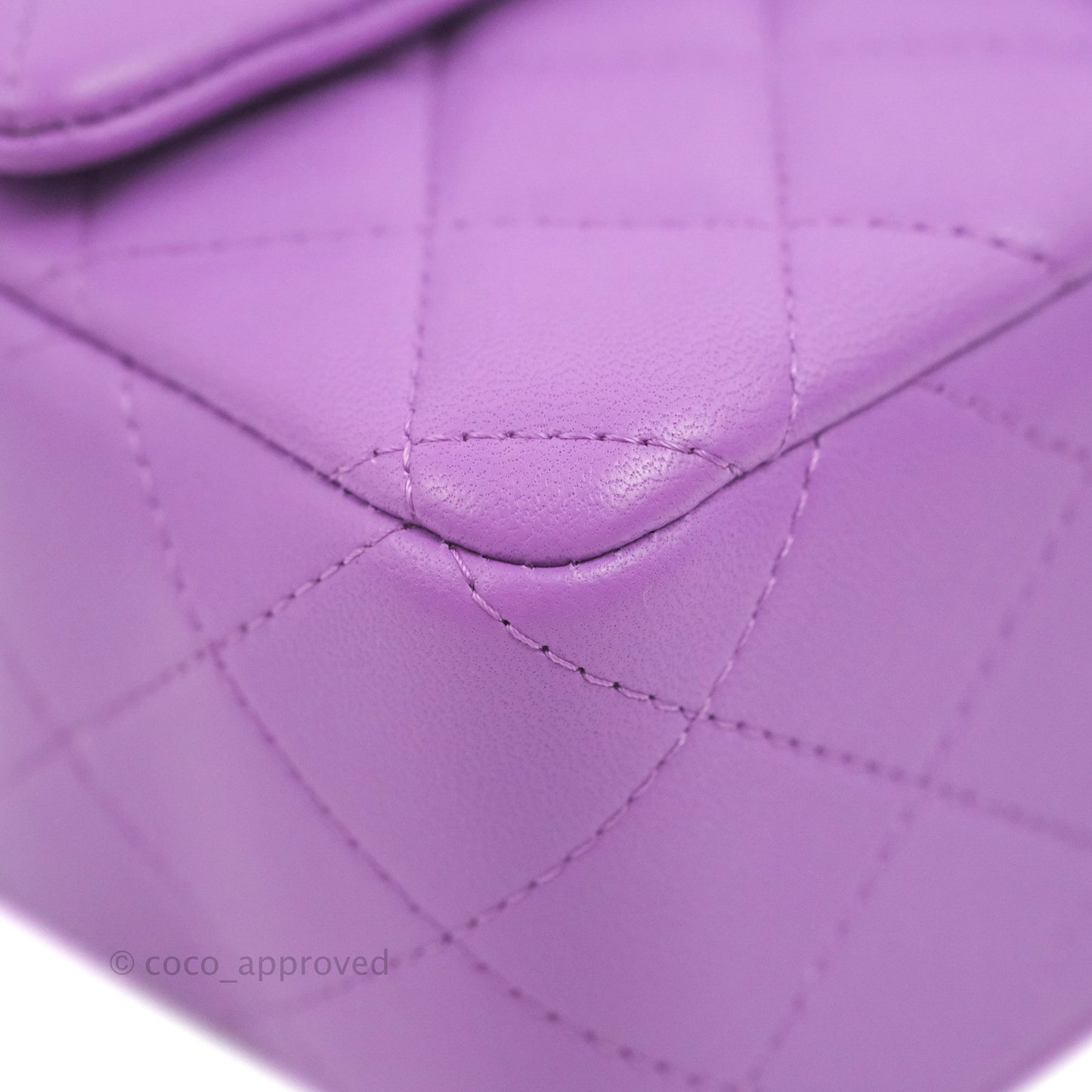 Chanel Quilted Mini Rectangular Flap Purple Lambskin Silver Hardware