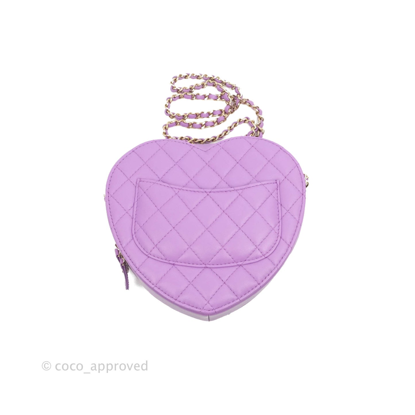 Chanel Large Heart Bag Purple Lambskin Gold Hardware 22S
