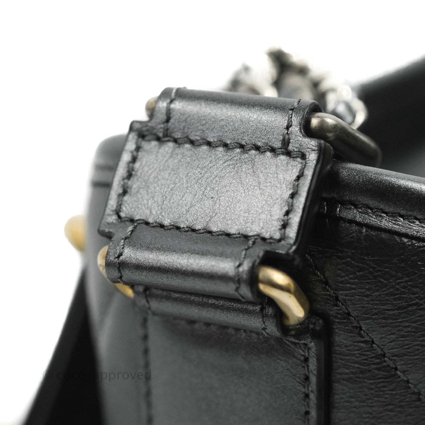 Chanel Chevron Small Gabrielle Hobo Iridescent Dark Grey Calfskin Mixed Hardware