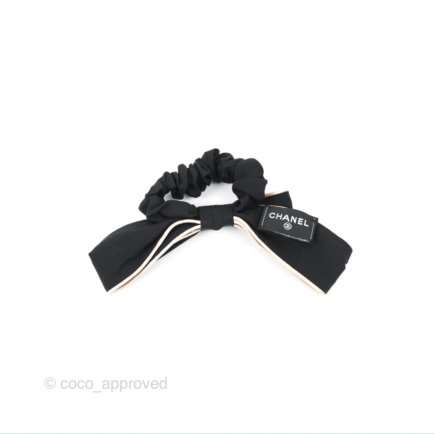 Chanel Bow Silk Hair Accessory Ivory & Black