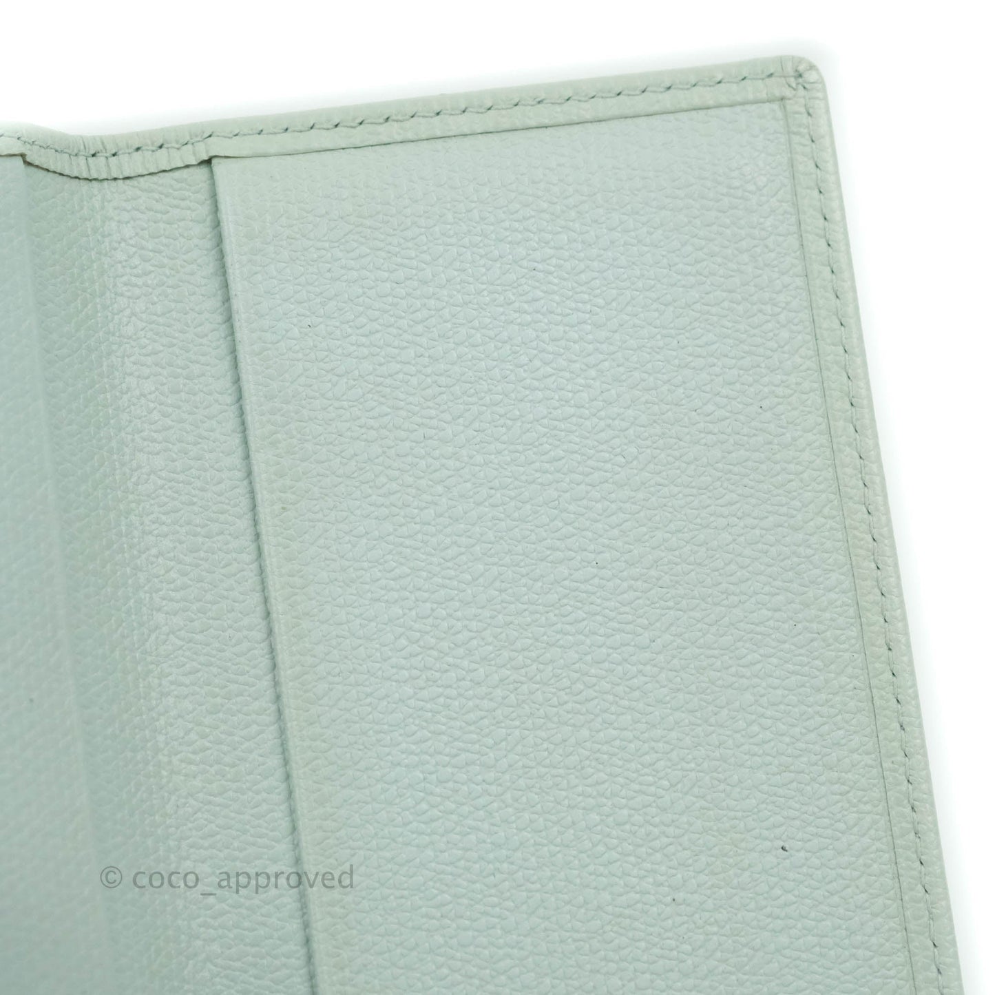 Chanel Card Holder Tiffany Blue Grained Leather