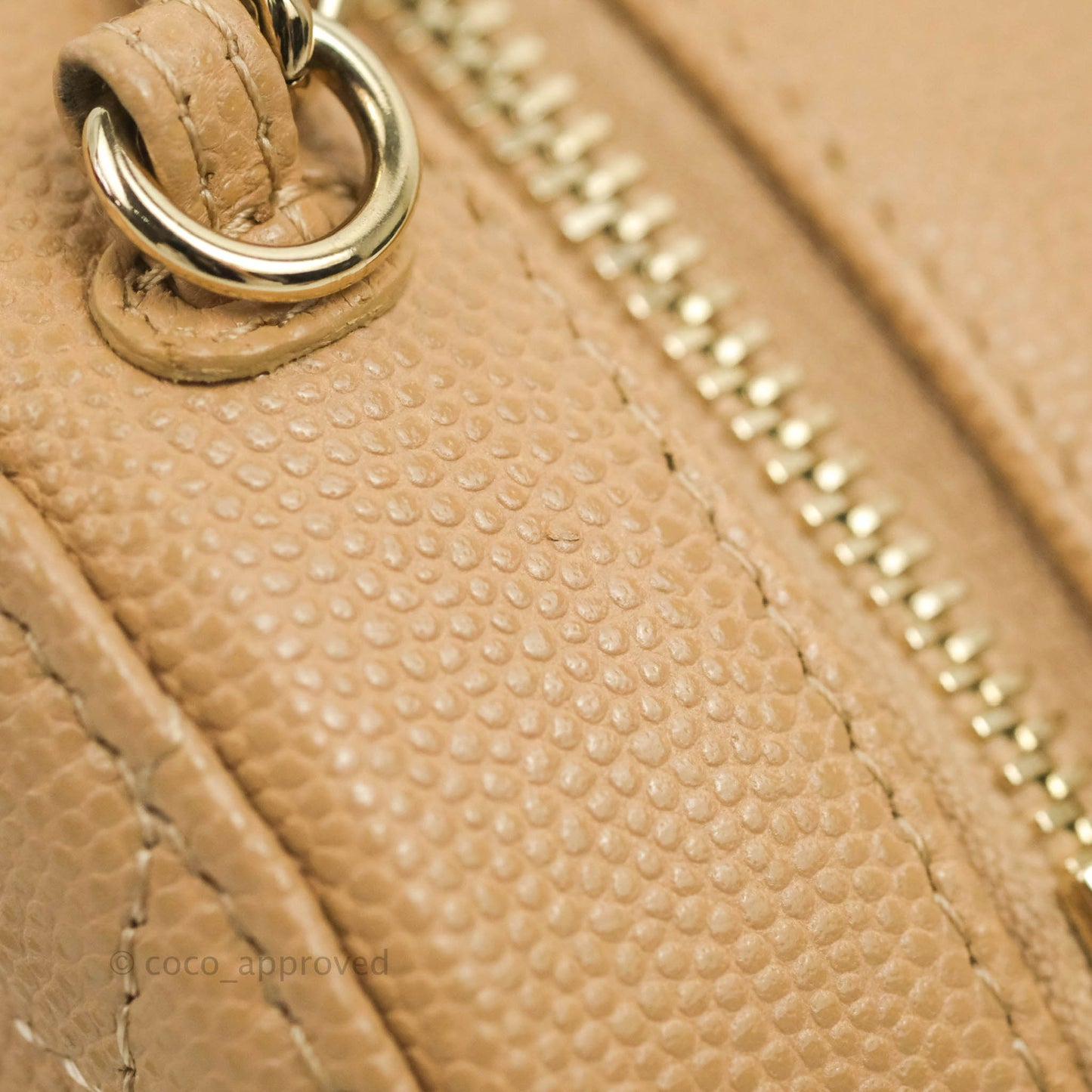 Chanel Round Circle Bag Dark Beige Caviar Light Gold Hardware