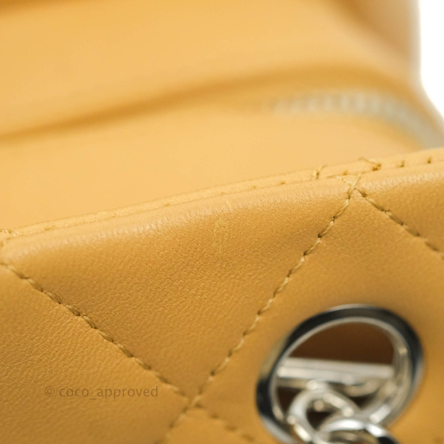 Chanel Quilted Bowling Bag Beige Lambskin Silver Hardware