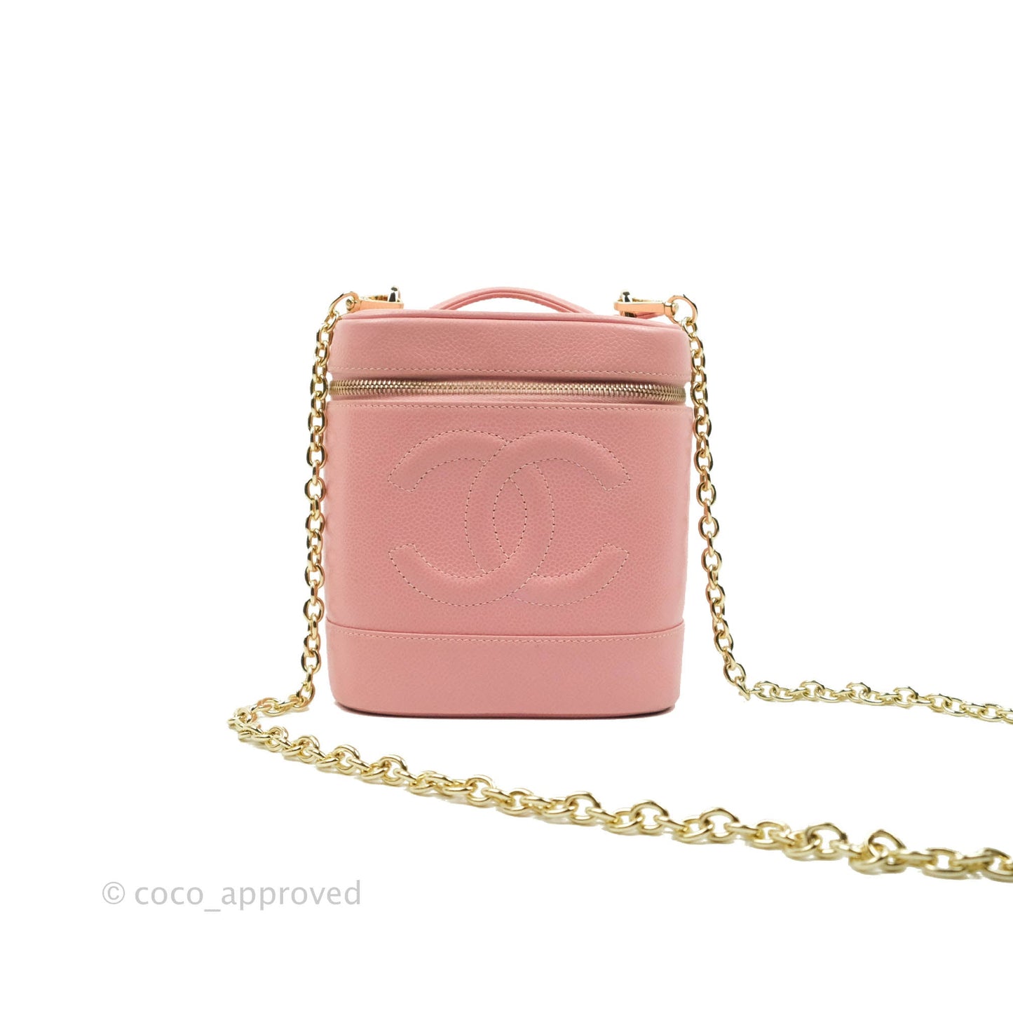 Chanel Vintage Vanity Case Pink Caviar Gold Hardware
