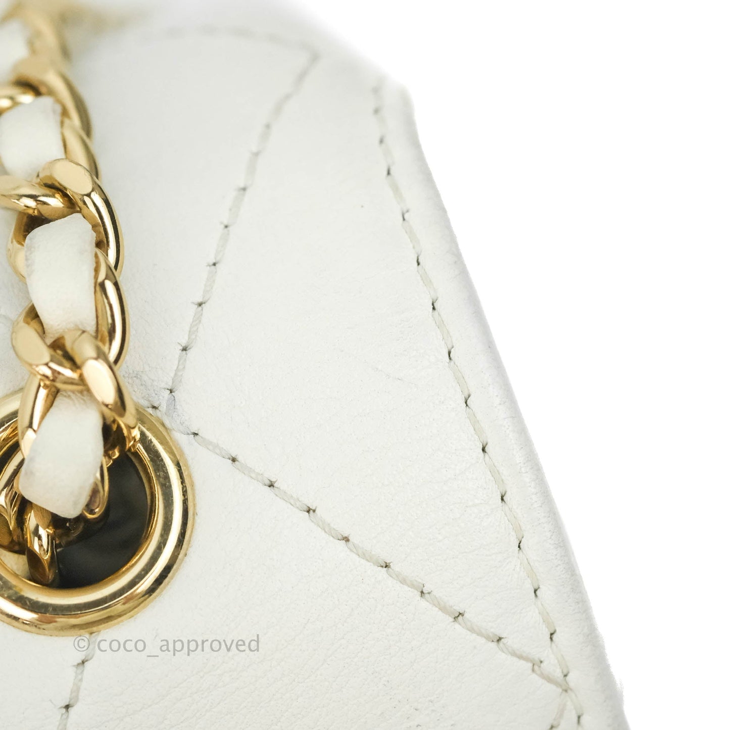 Chanel Flap Bag White Calfskin Gold Hardware 19S