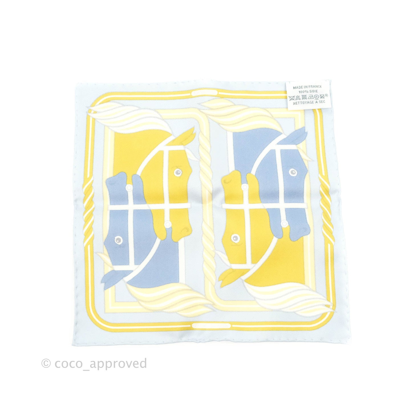 Hermes Quadrige II nano scarf 20 Bleu Ciel/Gold/Bleu Jean