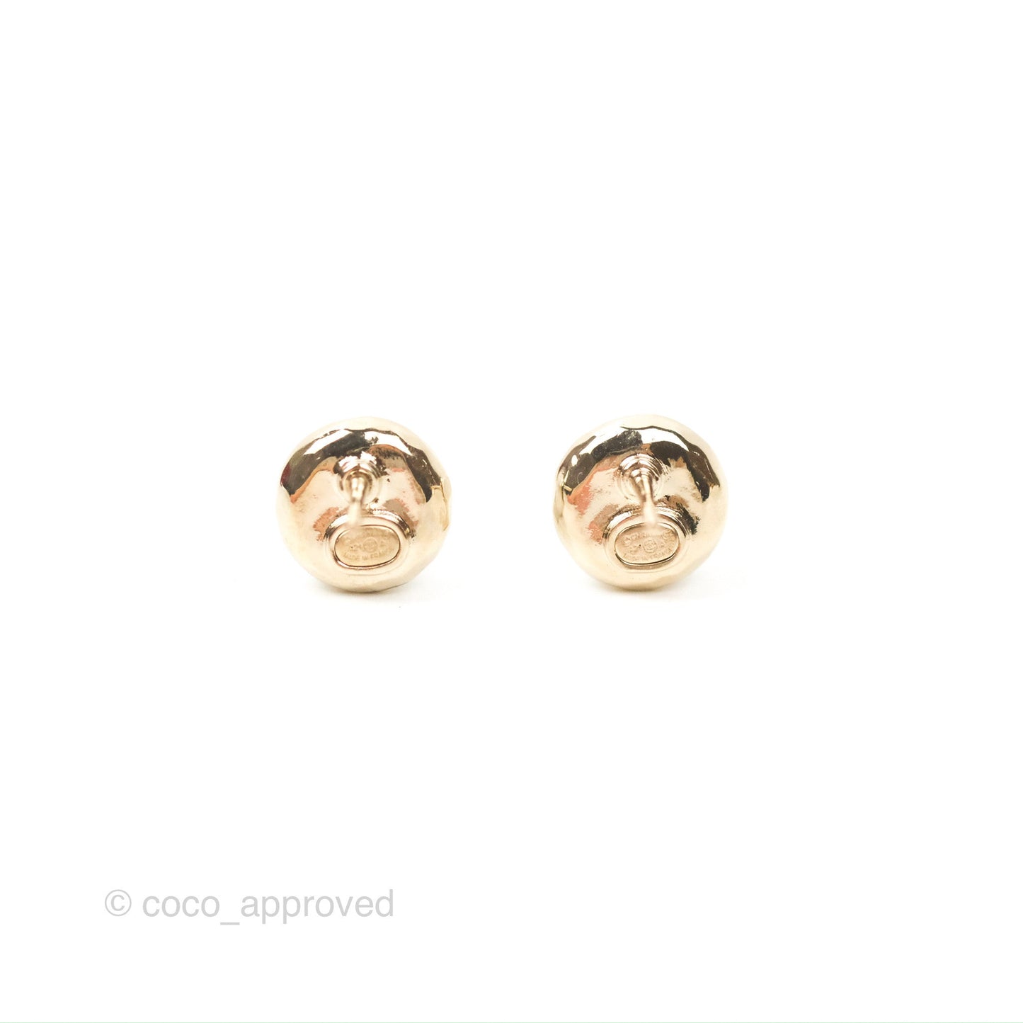 Chanel CC Pearl Rhinestone Earrings Gold Tone 21A