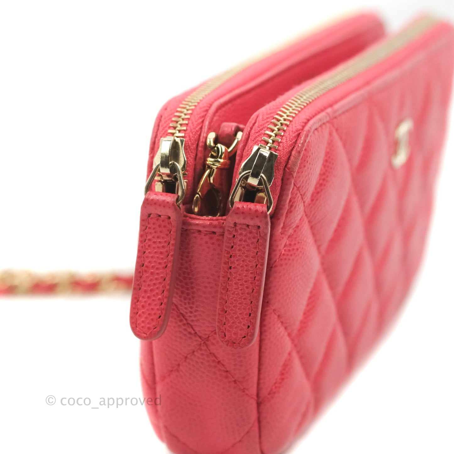 Chanel Quilted Clutch With Chain Pink Caviar Gold Hardware
