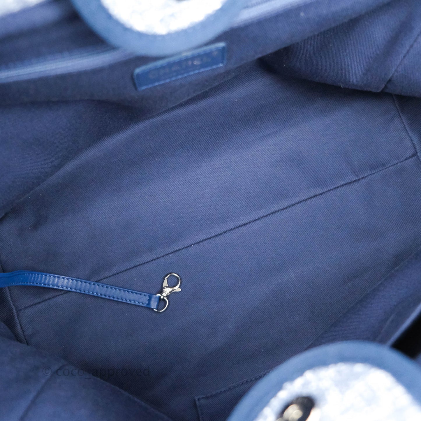 Chanel Large Deauville Blue Canvas Silver Hardware