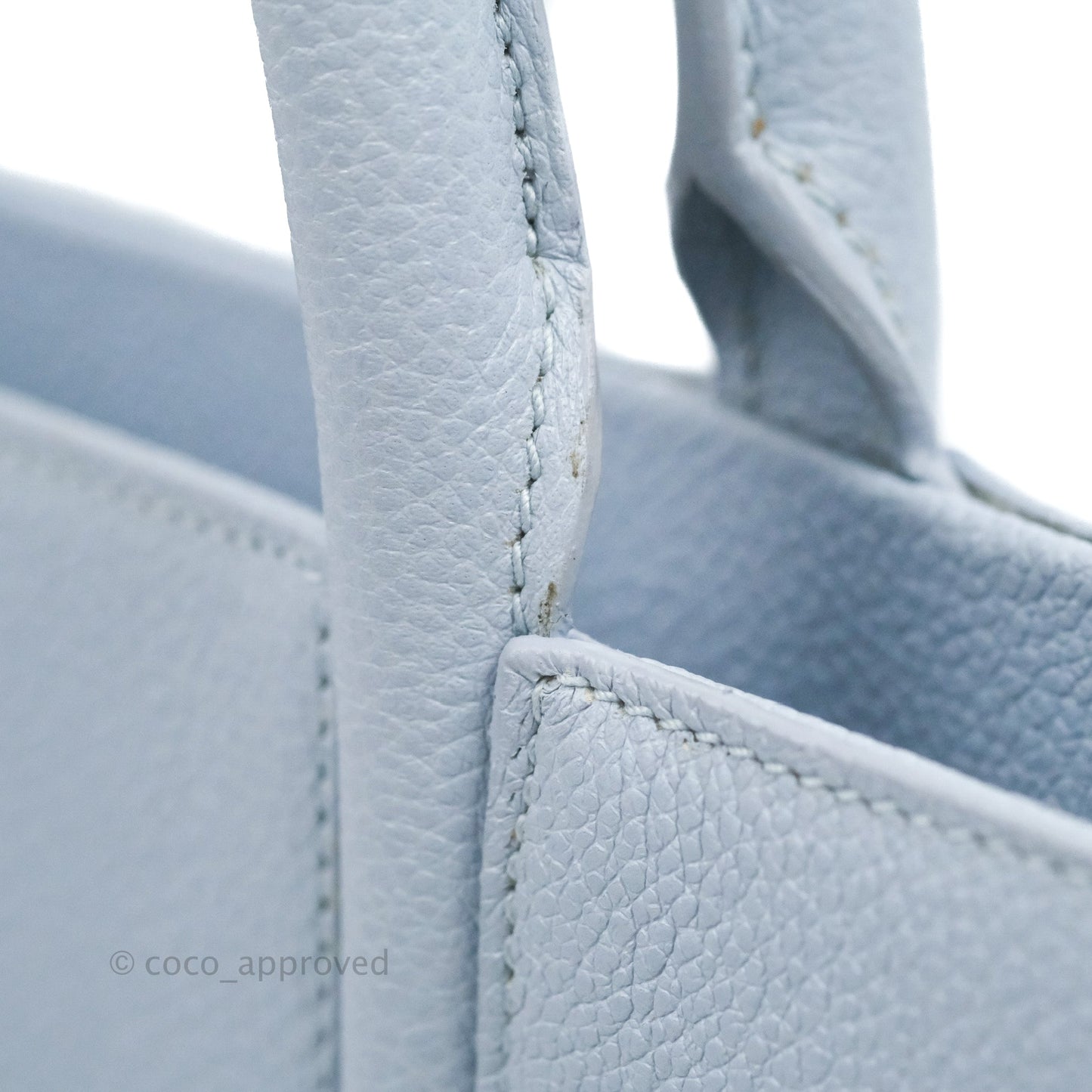 Saint Laurent Small Cabas Rive Gauche Bag Grained Calfskin Baby Blue Silver Hardware