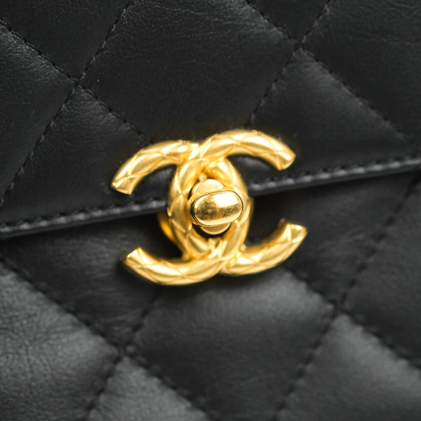 Chanel Small Chain Bar Flap Bag Black Calfskin Aged Gold Hardware