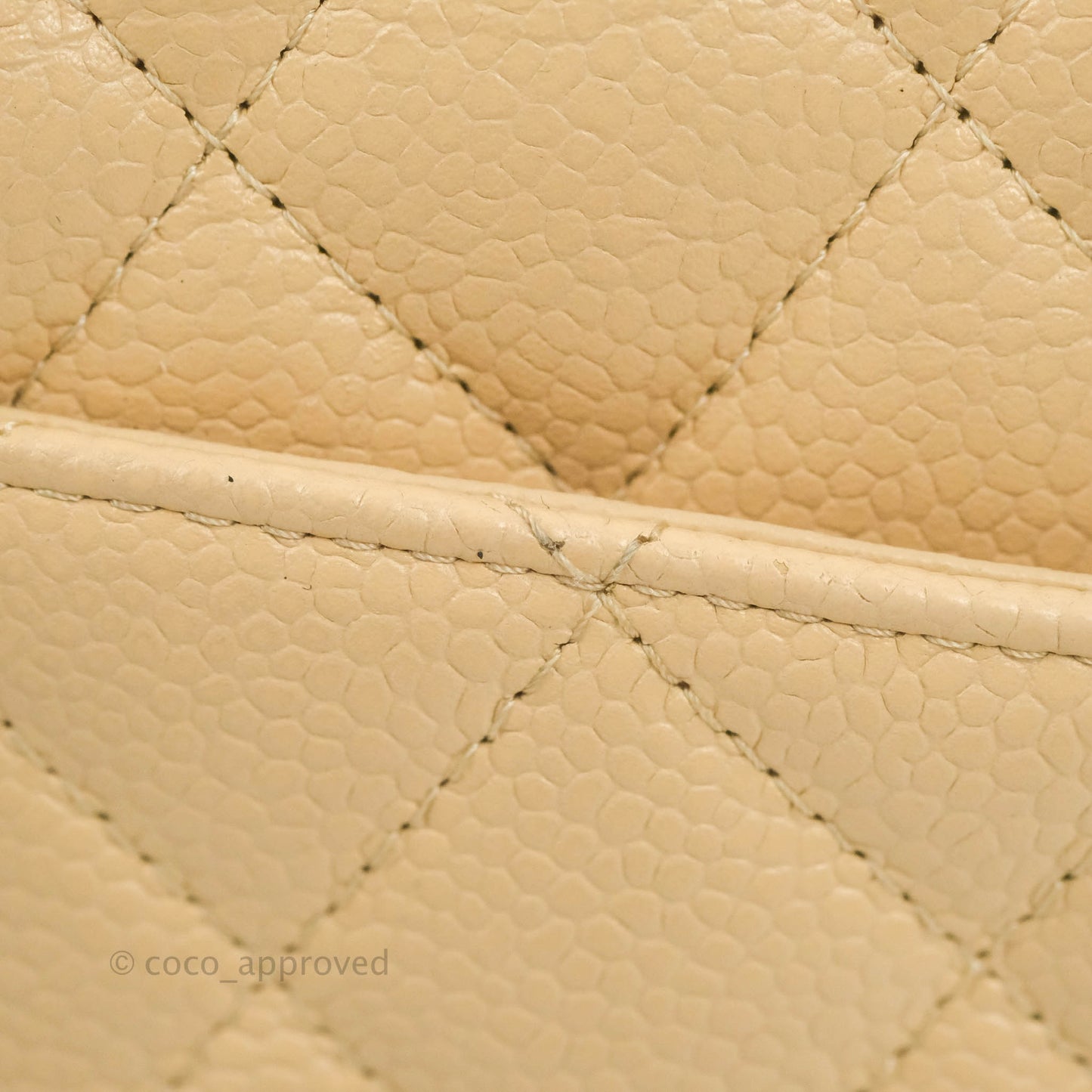 Chanel Classic M/L Medium Flap Quilted Beige Caviar Gold Hardware