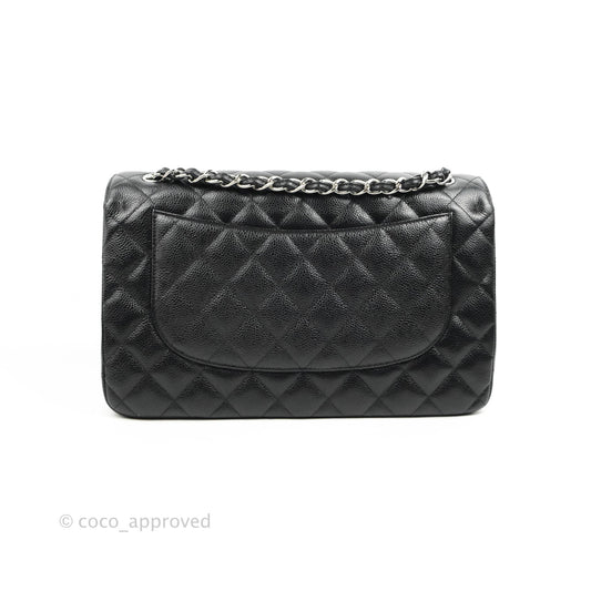 Chanel Jumbo Double Flap Black Caviar Silver Hardware⁣⁣