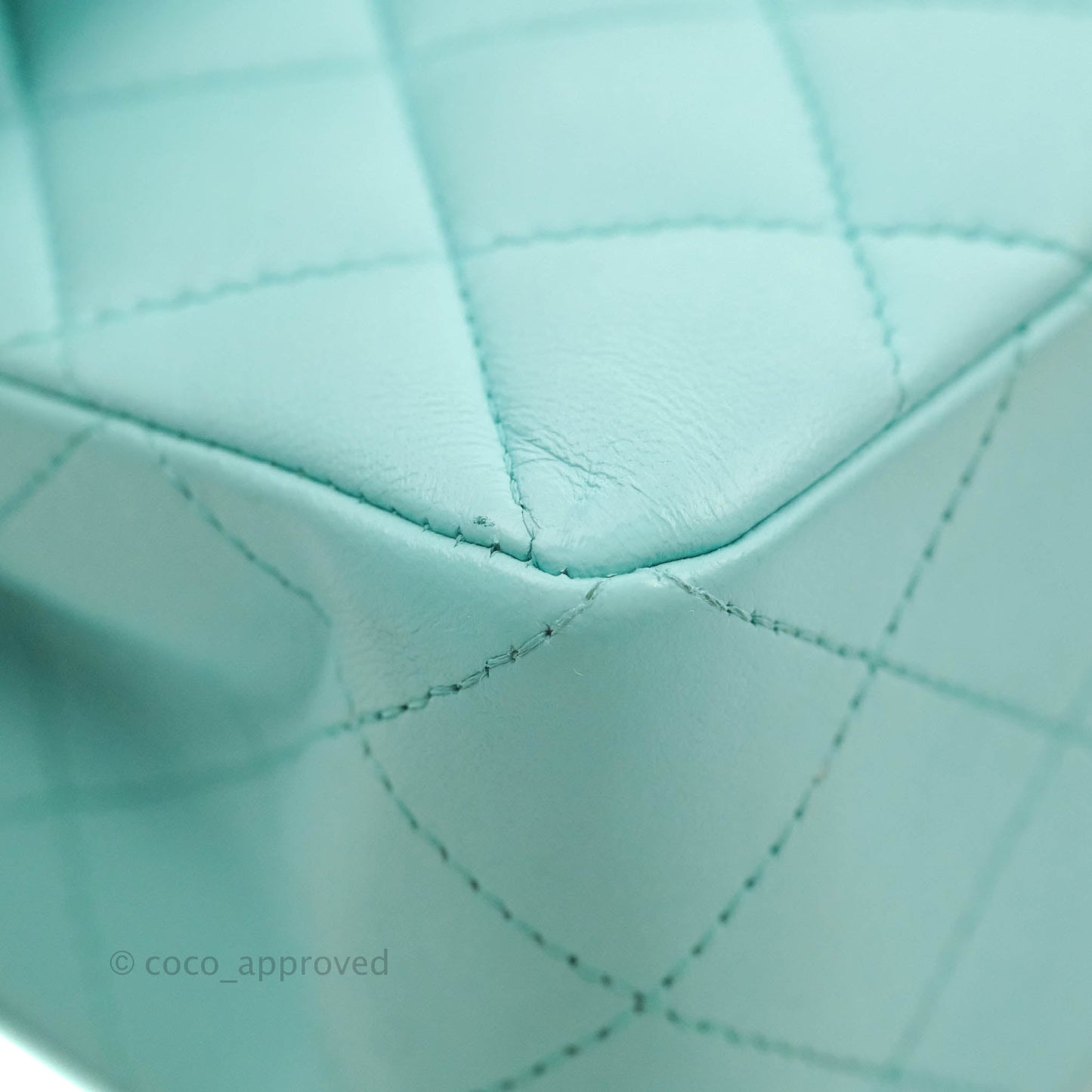 Chanel Small Classic Quilted Flap Tiffany Blue Lambskin Silver Hardware