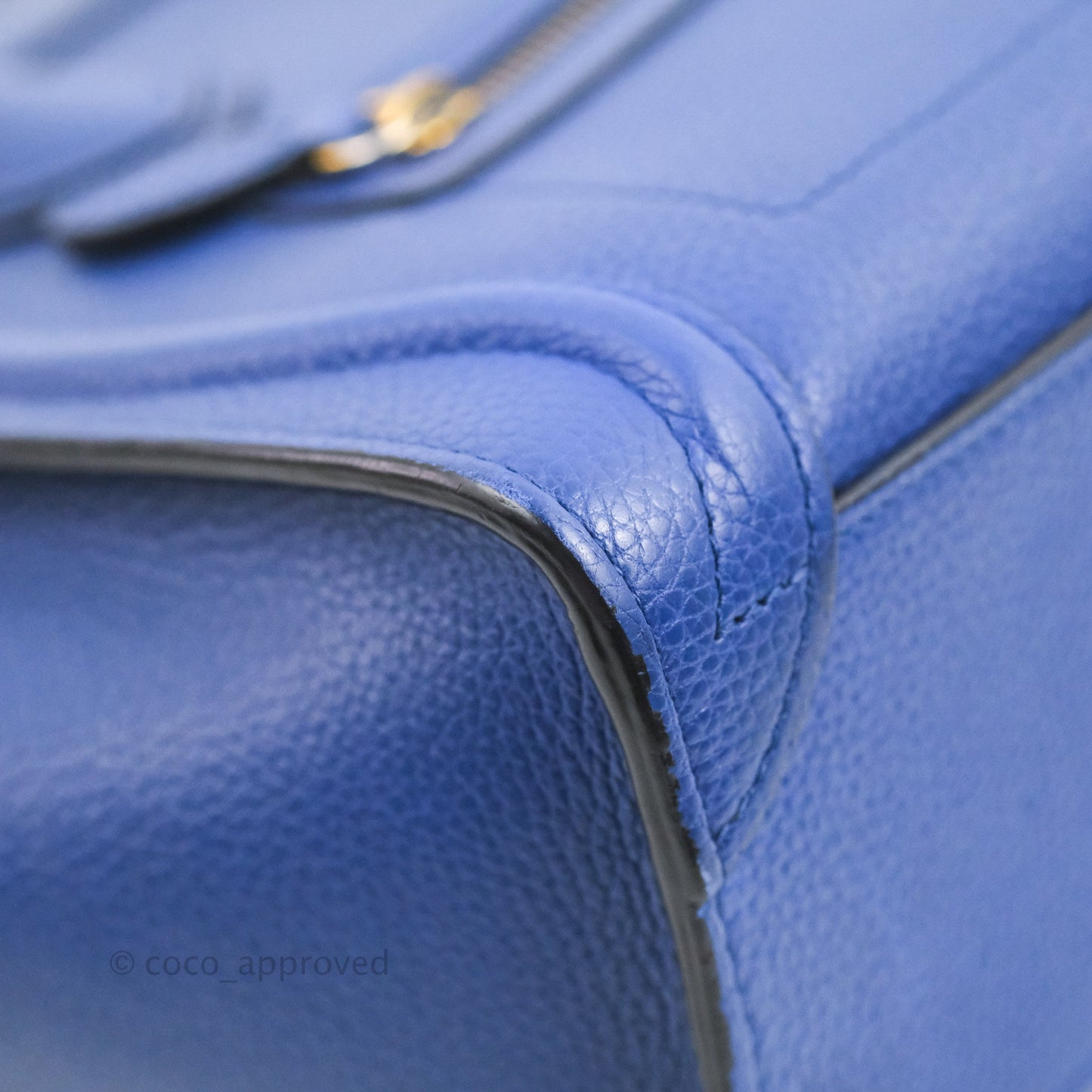 Celine Nano Luggage Dark Blue Drummed Calfskin Gold Hardware