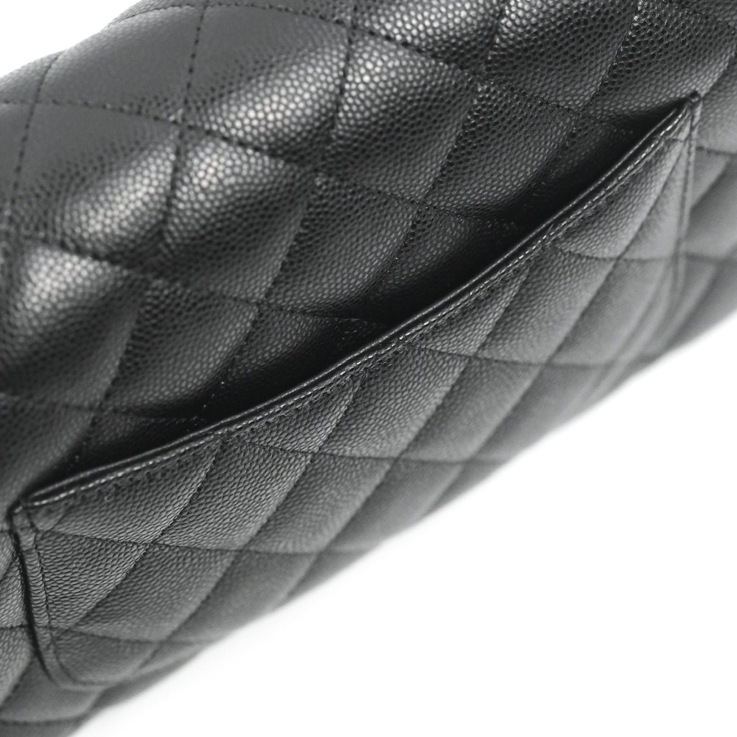 Chanel Quilted Mini Rectangular Flap Black Caviar Light Gold Hardware 17C