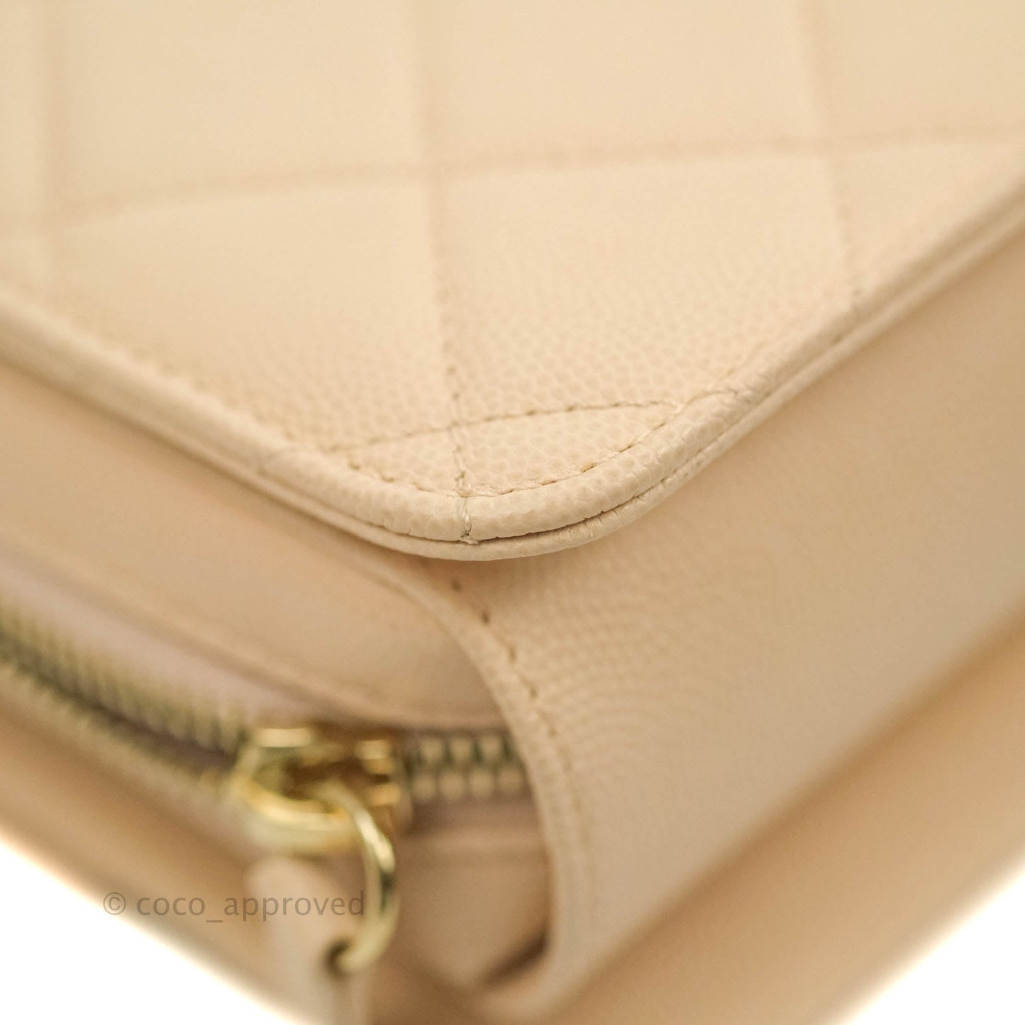 Chanel Quilted Small Like The Wallet Flap Light Beige Caviar Light Gold Hardware 22C