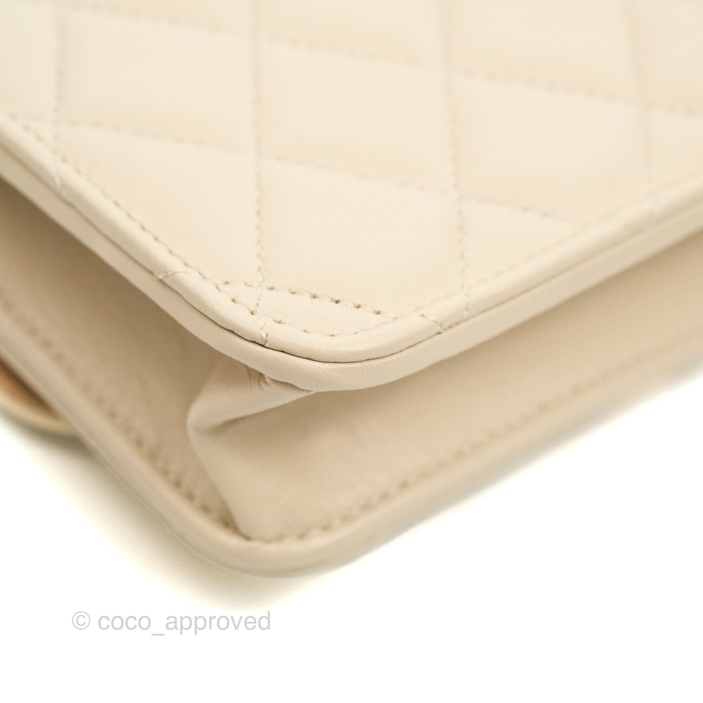 Chanel Top Handle Mini WOC Ecru/Beige Lambskin Gold Hardware 23P