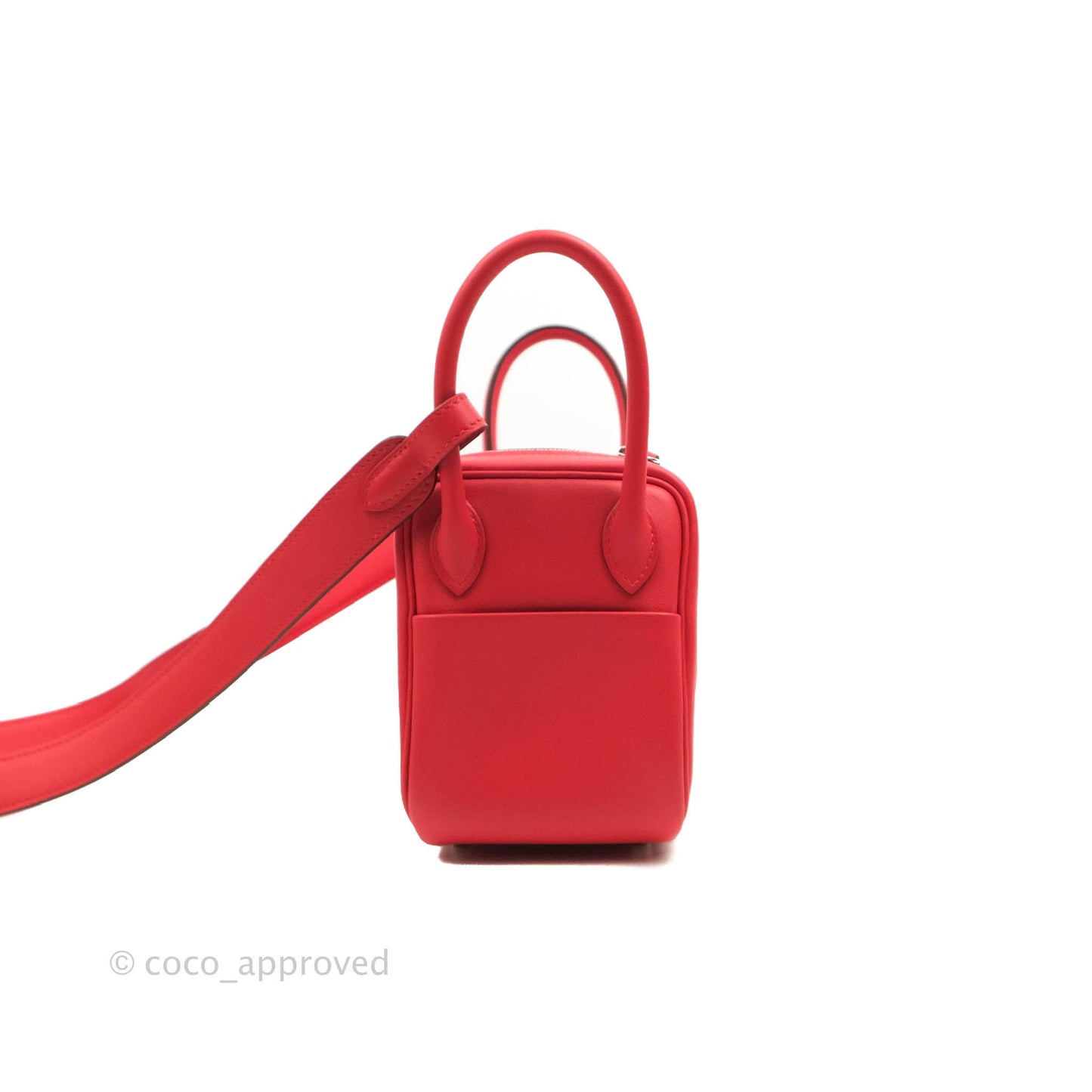 Hermès Mini Lindy 20 Red Swift Palladium Hardware