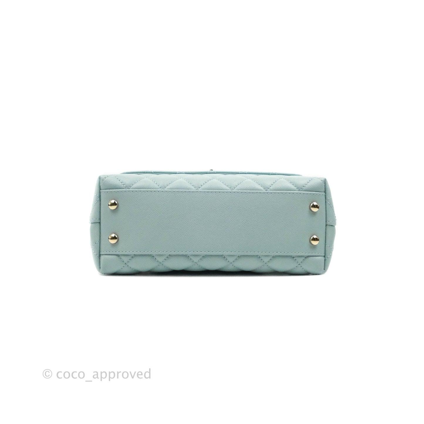 Chanel Small Coco Handle Quilted Light Blue Caviar Gold Hardware