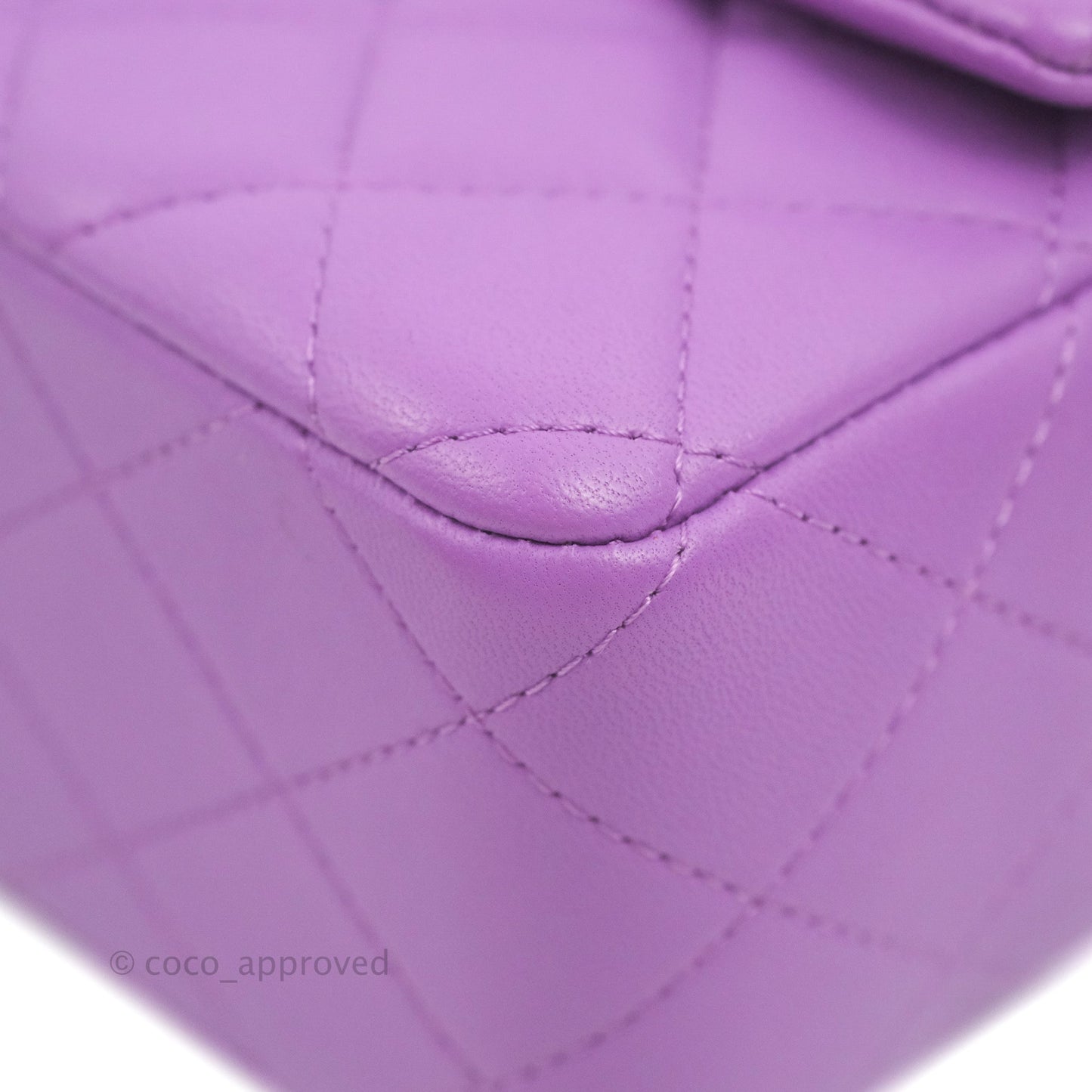 Chanel Quilted Mini Rectangular Flap Purple Lambskin Silver Hardware