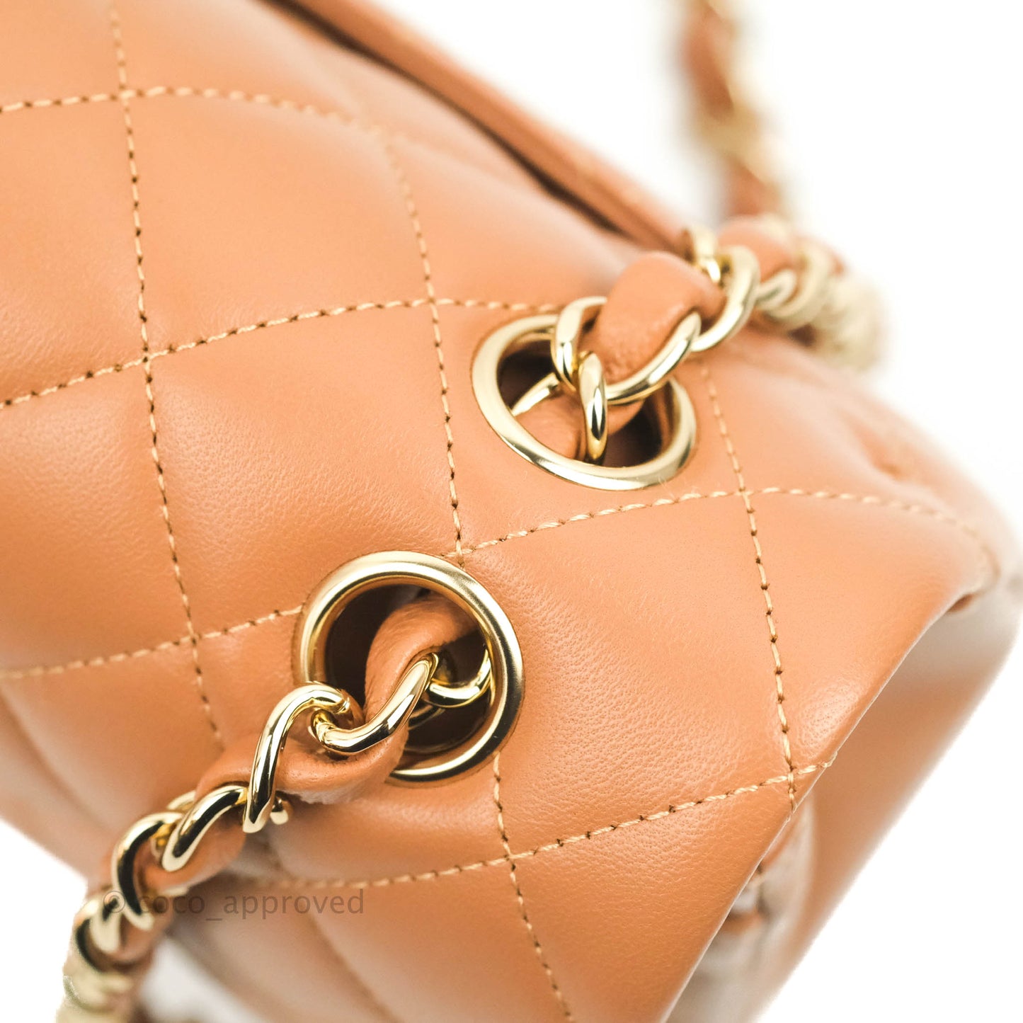 Chanel Classic Small S/M Flap Dark Beige Caramel Lambskin Gold Hardware 22S