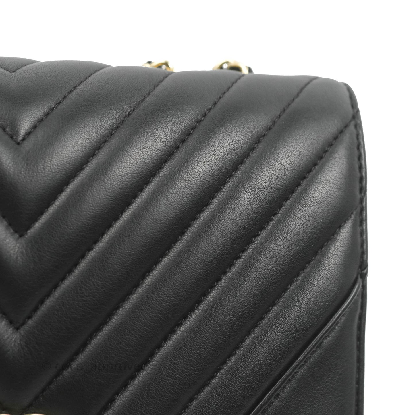 Chanel Small Statement Chevron Flap Bag Black Gold Hardware