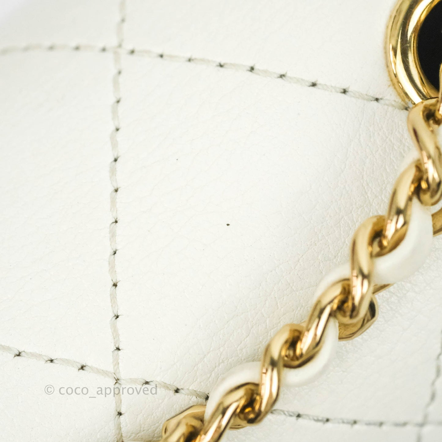 Chanel Flap Bag White Calfskin Gold Hardware 19S