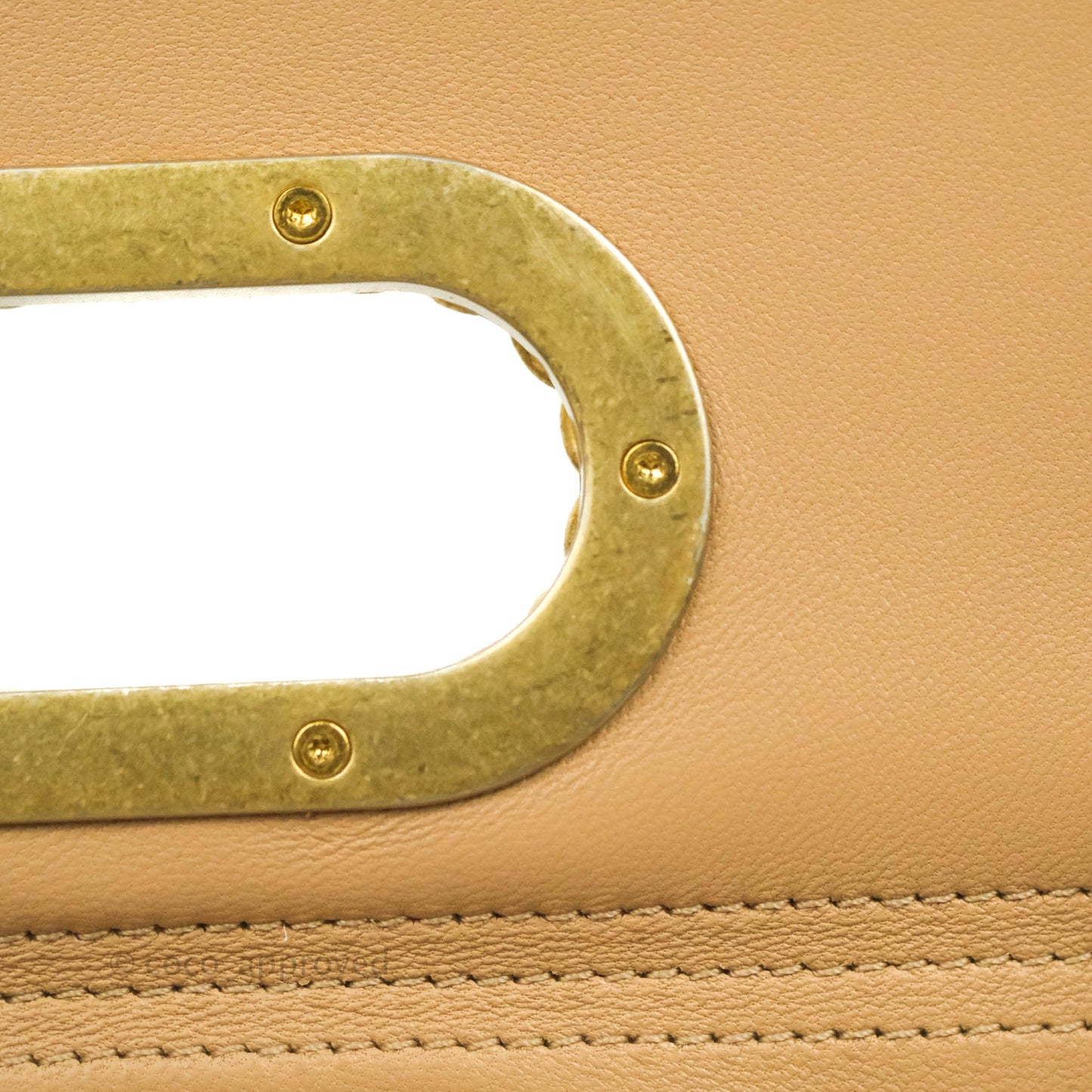 Chanel A Real Catch Quilted Flap Bag Beige Aged Gold Hardware